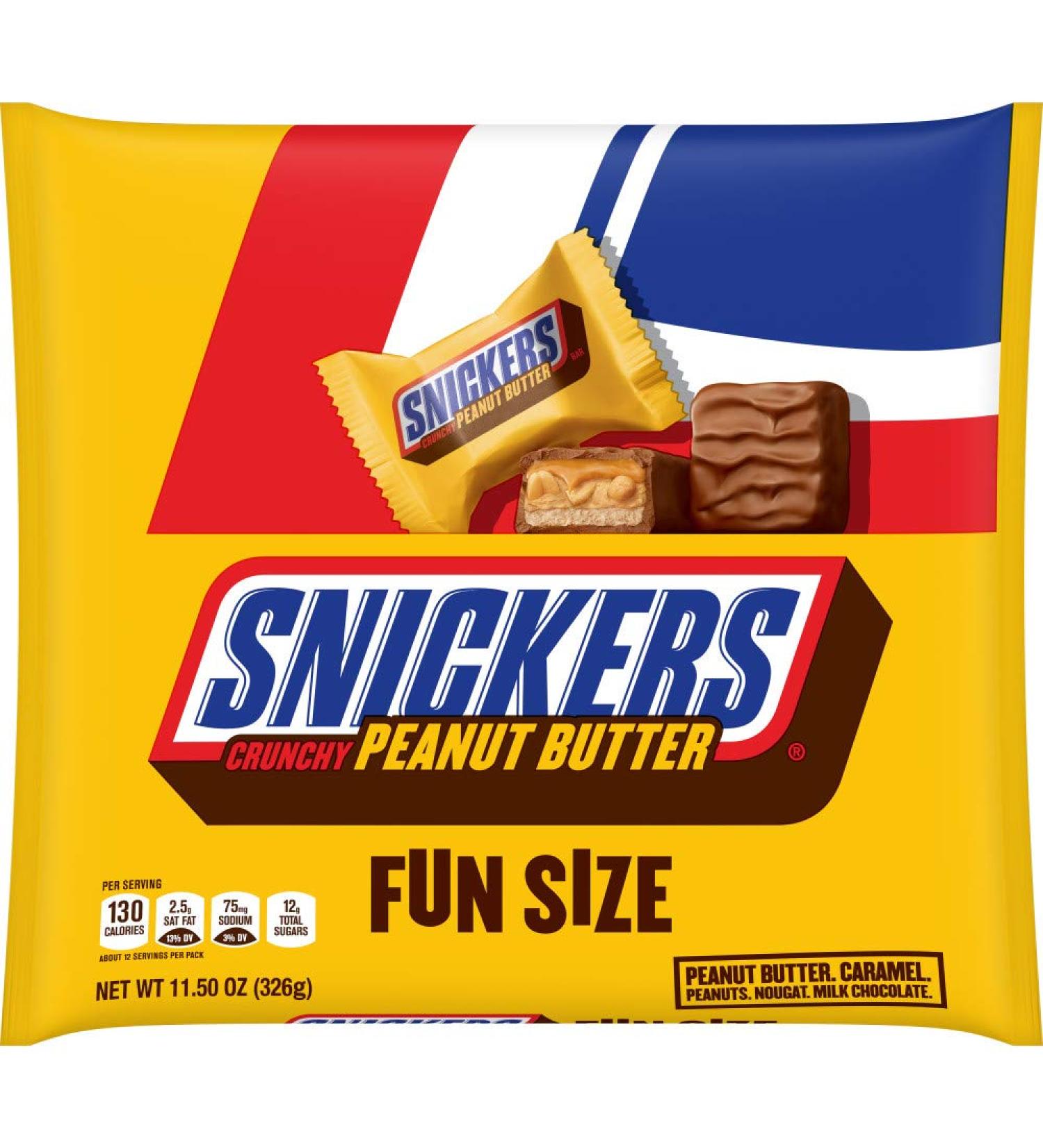 Snickers Crunchy Peanut Butter Fun Size Chocolate Bars - 11.5oz Bag (Pack of 6) - Buy Online on GoSupps.com