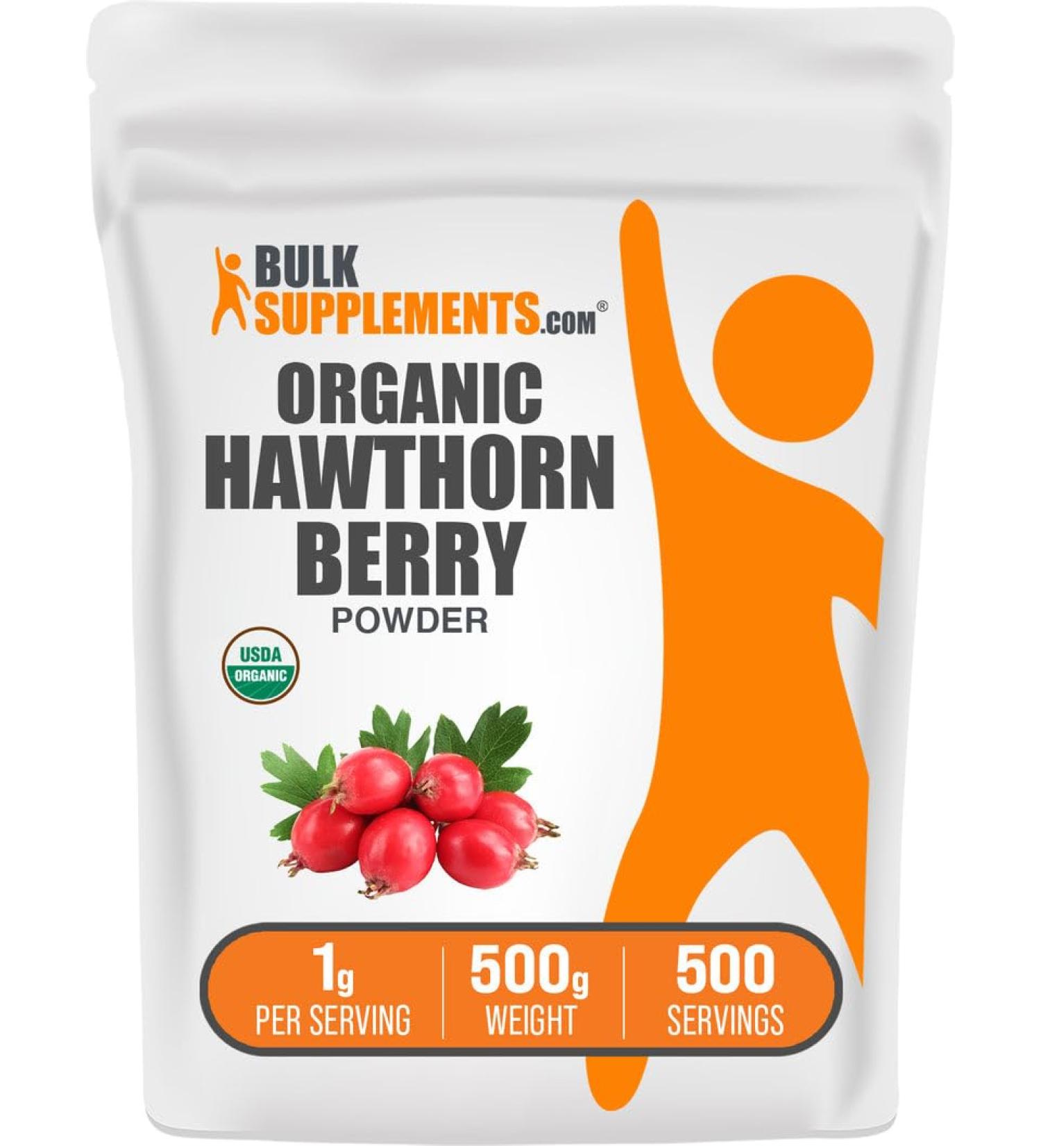 BulkSupplements.com Organic Hawthorn Berry Powder - Hawthorn Berry Supplement Hawthorn Berry Organic - Vegan & Gluten Free 1g per Serving 500g (1.1 lbs) (Pack of 1) 17.6 Ounce (Pack of 1) - Buy Online on GoSupps.com