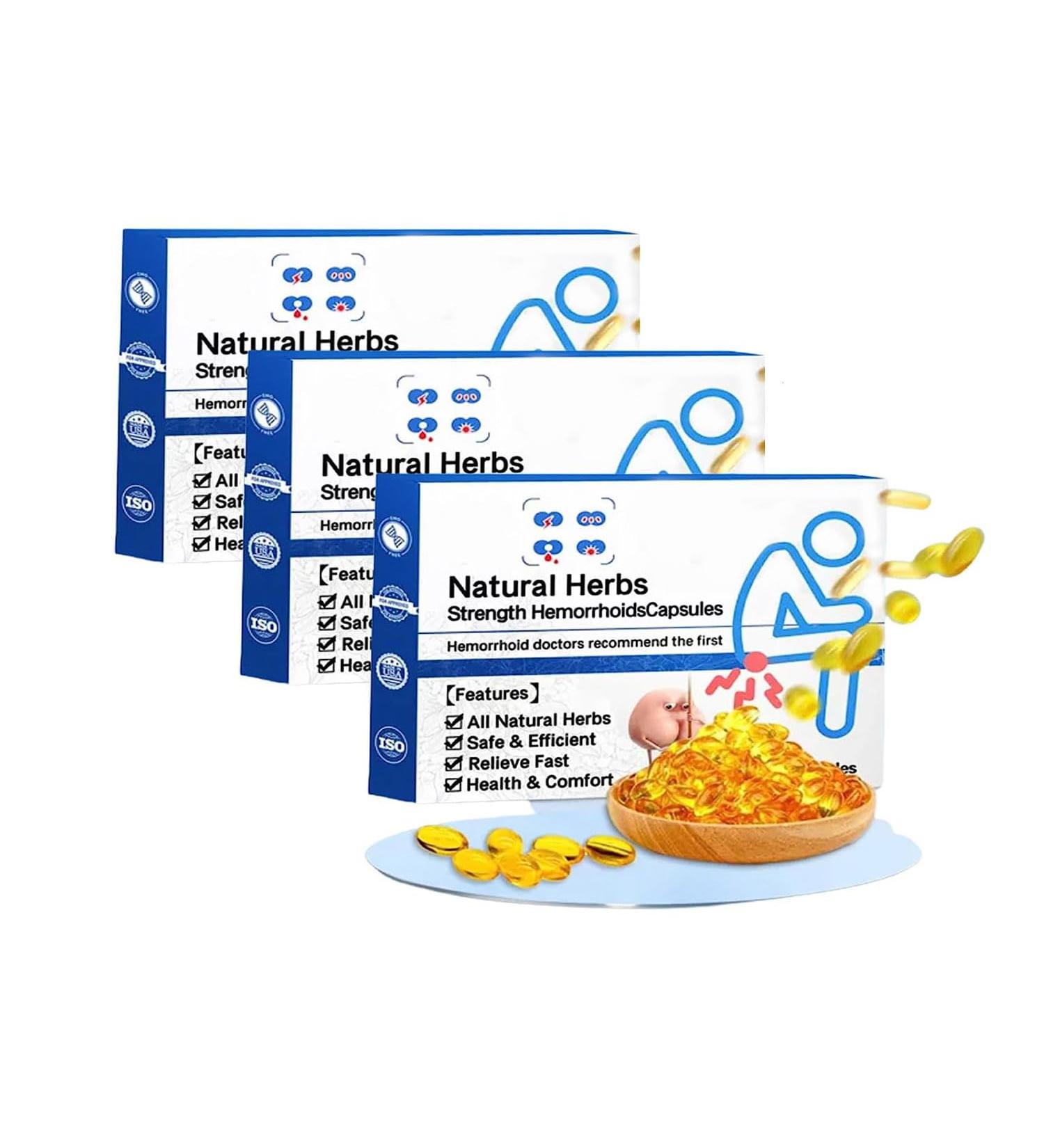 Heca Natural Herbal Strength Hemorrhoid Capsules 7pc/Box Natural Hemorrhoid Relief Capsules Helps Relieve Itching Burning Pain Or Discomfort Fast (3pcs) - Buy Online on GoSupps.com