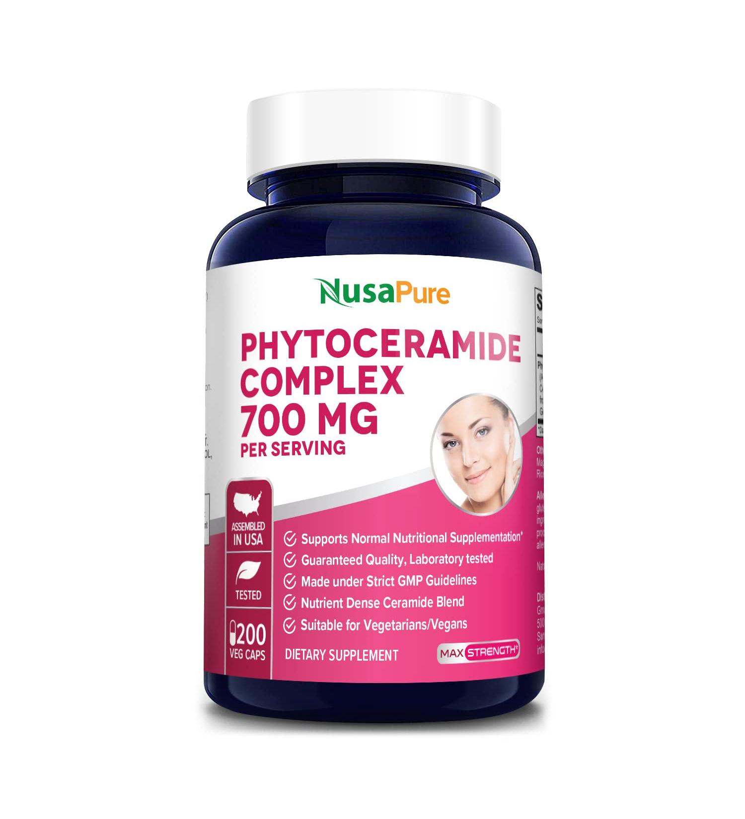NusaPure Phytoceramides Complex 700mg - 200 Veggie Capsules (Non-GMO) - Skin Hydration Support - Buy Online on GoSupps.com