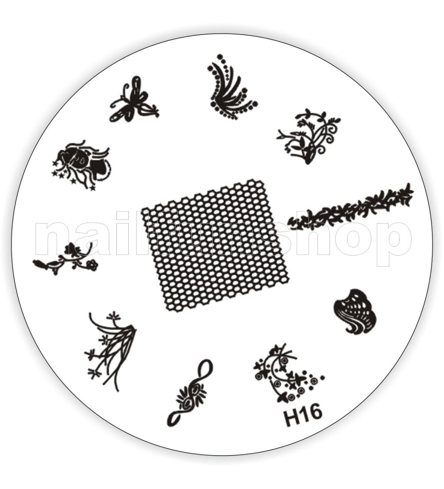 Stamping stencil H16 - flowers ornaments French full cover tendrils etc.