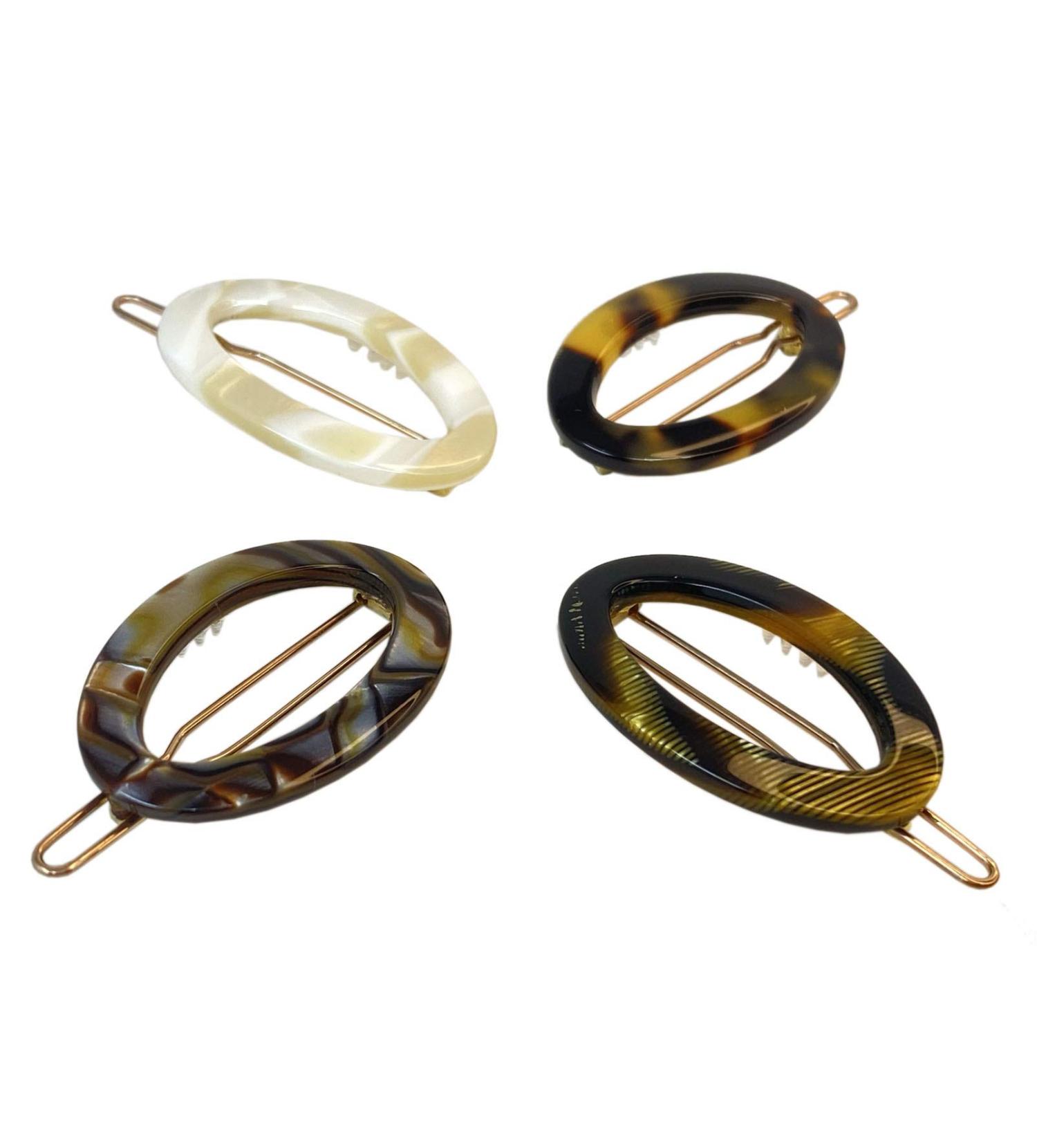 French Amie Oval Hoop Small Celluloid Hair Clips for Women - Handmade Tige Boule Clasp Barrette Clip for Girls - Stylish and Durable Hair Accessories with Strong Hold - Buy Online on GoSupps.com