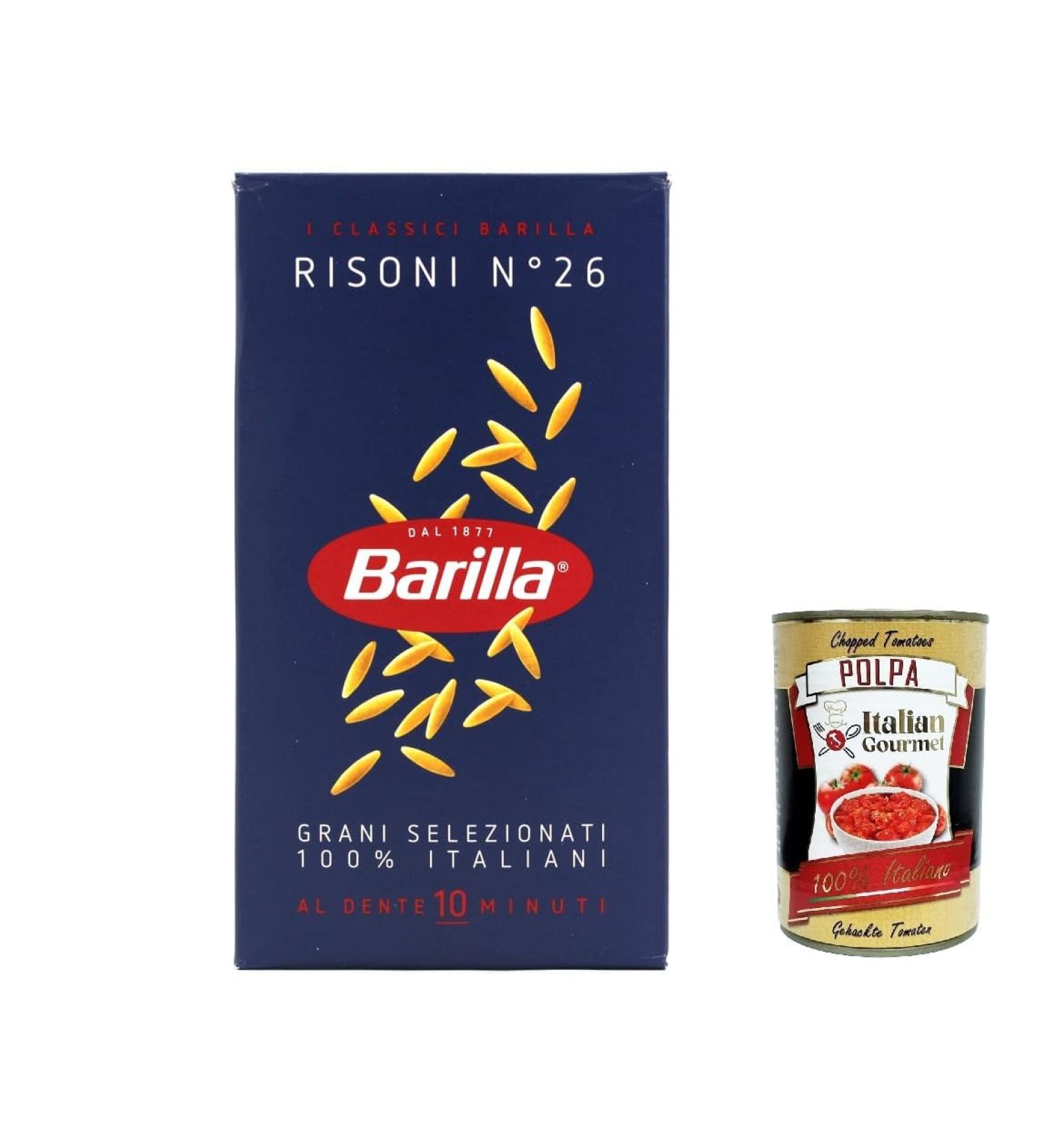  Italian Gourmet E.R. Pack of 5 Barilla Risoni pasta no. 26 100% Italian noodles 500g + Italian gourmet polpa 400g - Buy Online on GoSupps.com