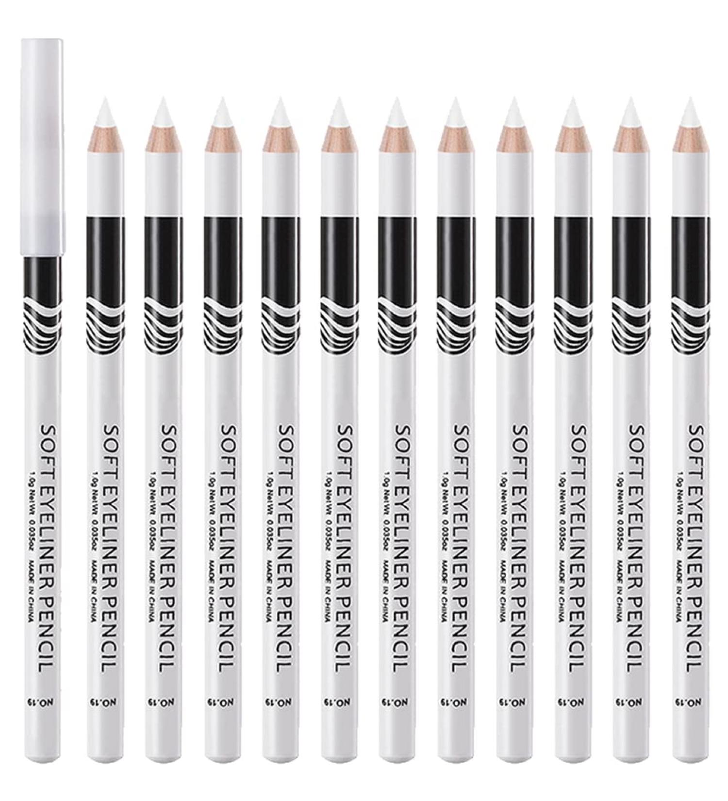  Lpitoy 12pcs Professional Eyeliner Pen Easy Coloring Eyeshadow Pencil with Soft Strokes Waterproof White Eyeliner Pencil Long Life Makeup Pencils - Buy Online on GoSupps.com