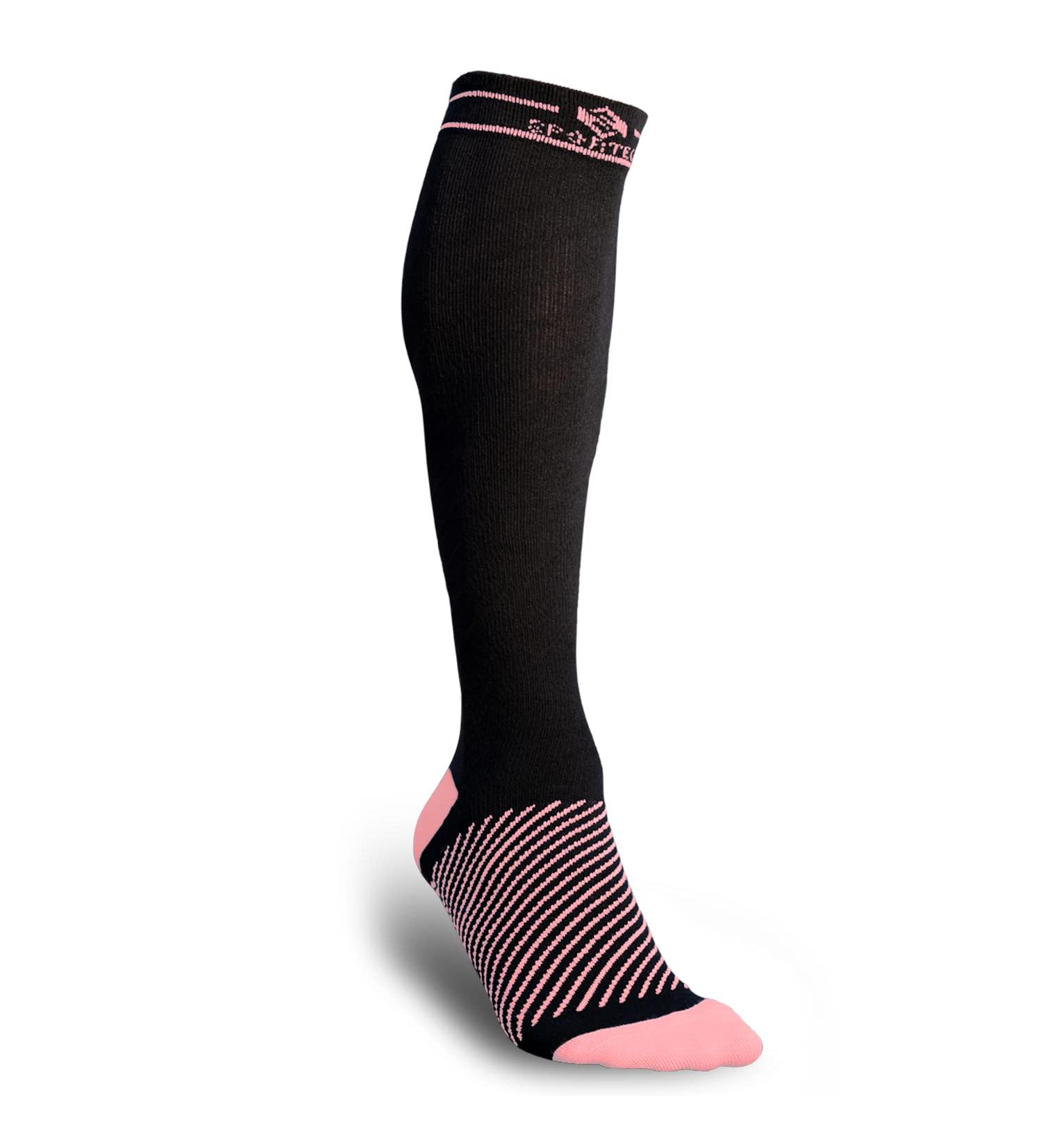Shop Sportecx Premium Compression Stockings for Men & Women | Cotton Compression Socks for Sports Travel & Pregnancy - Black-Pink S-M - Buy Online on GoSupps.com