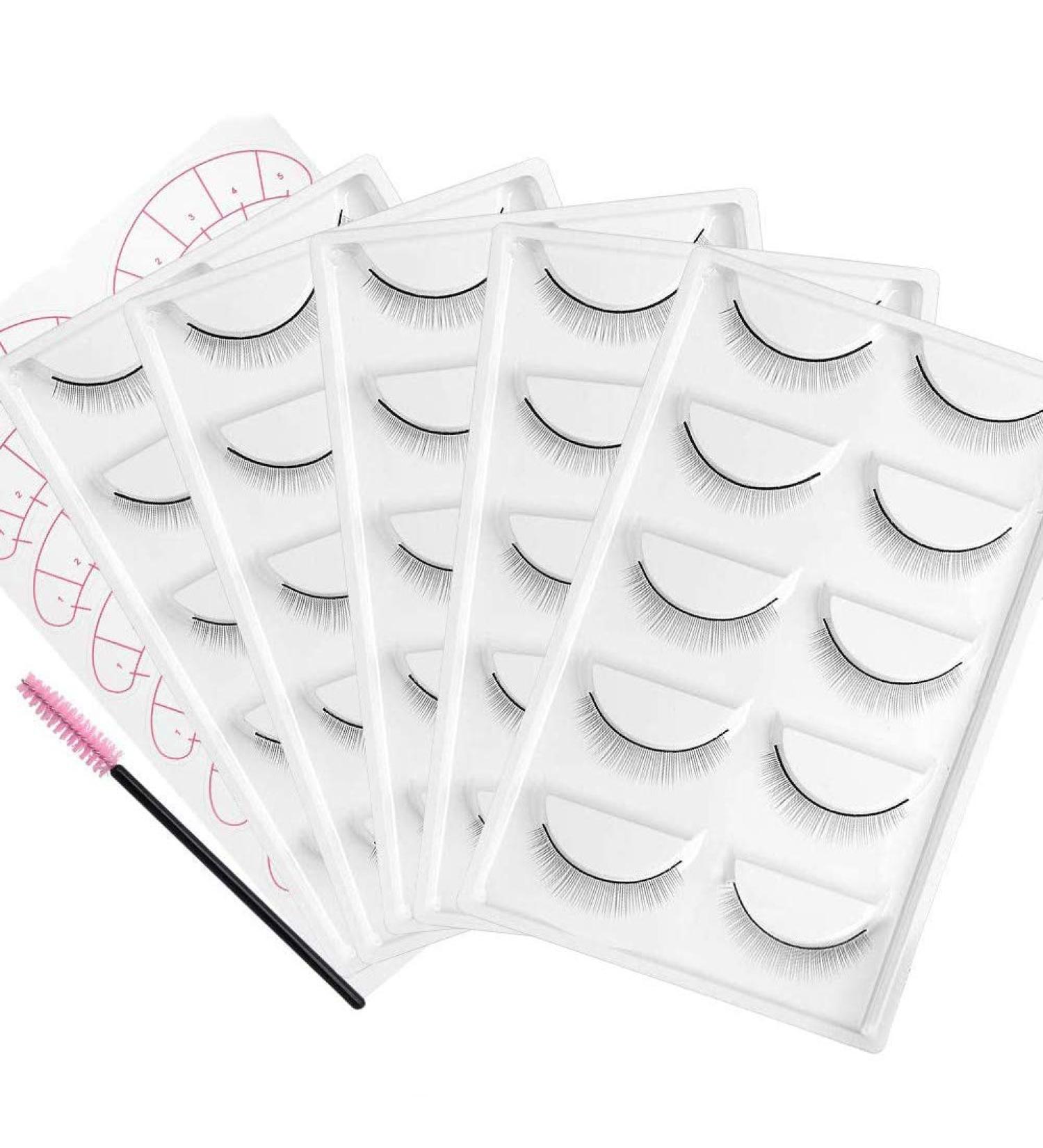 Gemerry 25 Pairs of Self-Adhesive Practice Eyelashes for Beginners | Includes 7 Pads & 1 Brush | Perfect for Eyelash Extensions - Buy Online on GoSupps.com