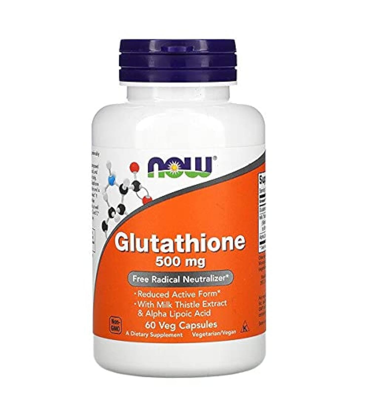 NOW Foods - Glutathione Cellular Antioxidant 500 mg. - 60 Vegetarian Capsules - Buy Online on GoSupps.com
