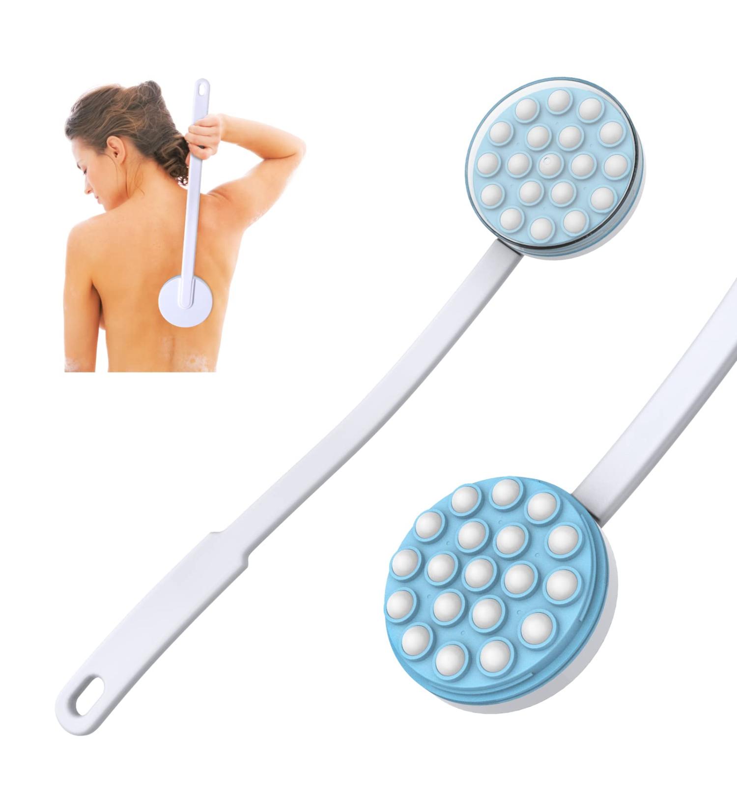 Yiesoum Back Lotion Applicator & Massager - Long Handheld Reach for Sunscreen, Cream, Shower Gel | Bath Brush for Legs & Feet - Roll-a Dispenser - Buy Online on GoSupps.com