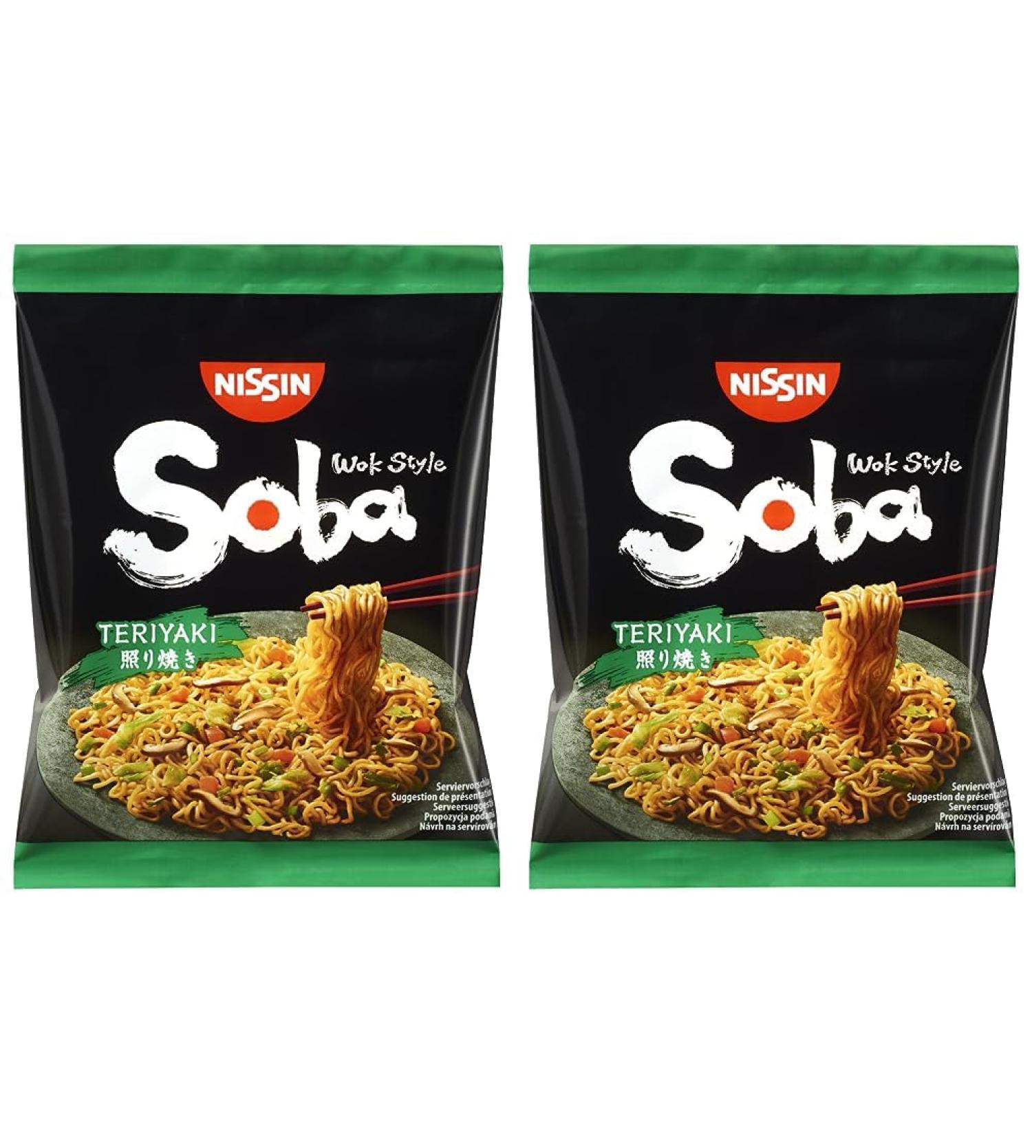 Nissin Soba Bag Teriyaki 18 Pack - Wok Style Instant Pasta | Quick Preparation Asian Food | 110g Each - Buy Online on GoSupps.com