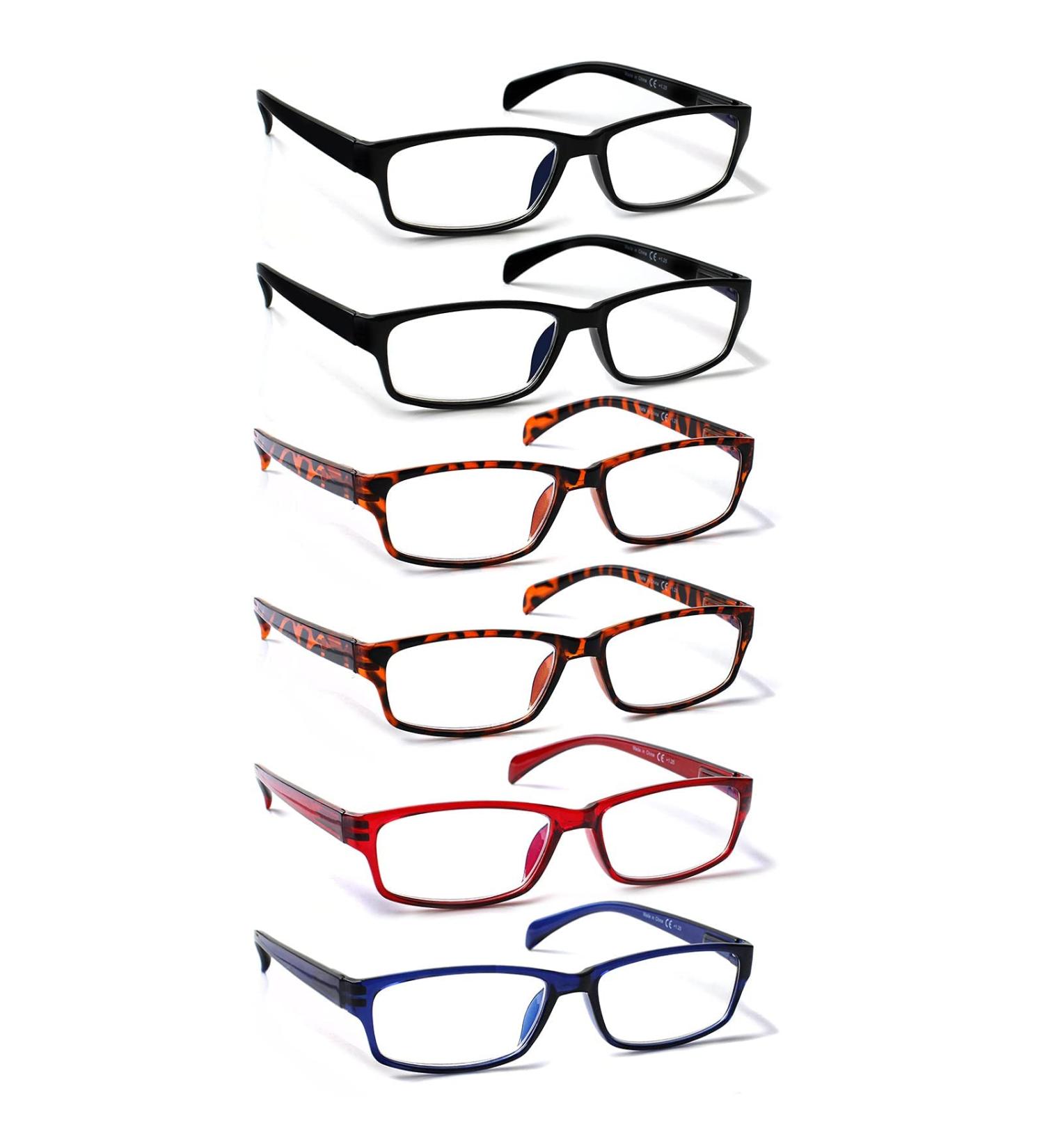 Cojwis 6 Pack Reading Glasses for Men & Women - Quality Spring Hinge Blue Light Filter Readers (0.50x 6 Color Mix) - Buy Online on GoSupps.com