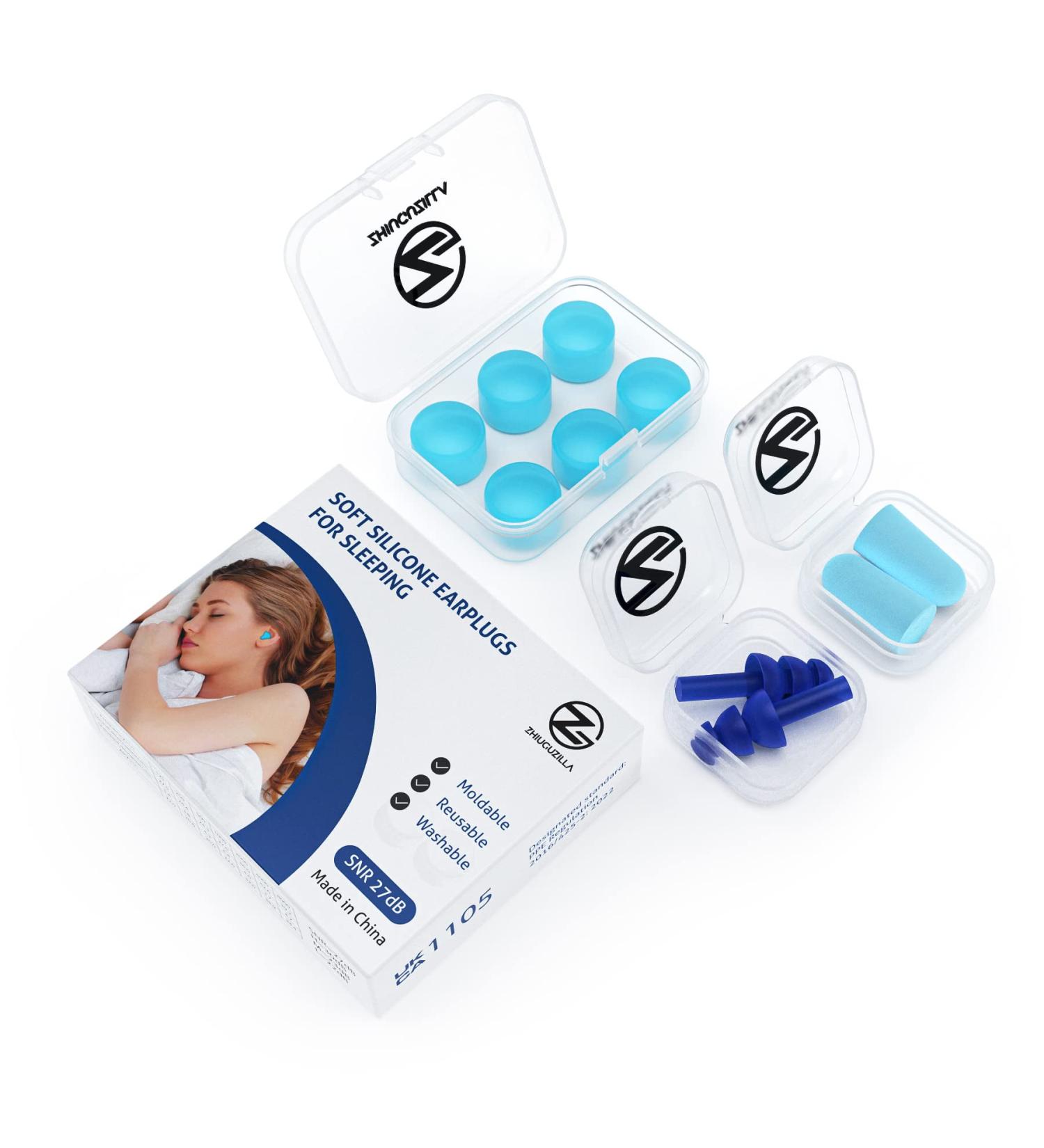 Soft Silicone Earplugs for Sleep - Moldable Gel Ear Plugs for Waterproof Noise Cancelling - 22Db Blocking (12-Pillows Blue) - Buy Online on GoSupps.com