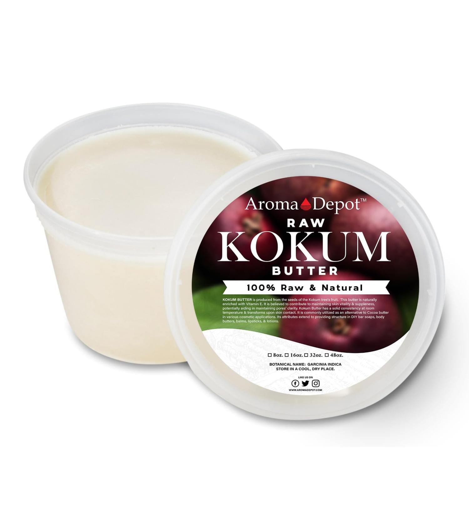 Aroma Depot 12 oz Raw Kokum Butter Great for Skin Body and Hair. 100% Pure I Natural I Cold Pressed I Thickener for Body Butters Sunscreens Soaps Deodorants and Lotions. 12 Ounce (Pack of 1) - Buy Online on GoSupps.com