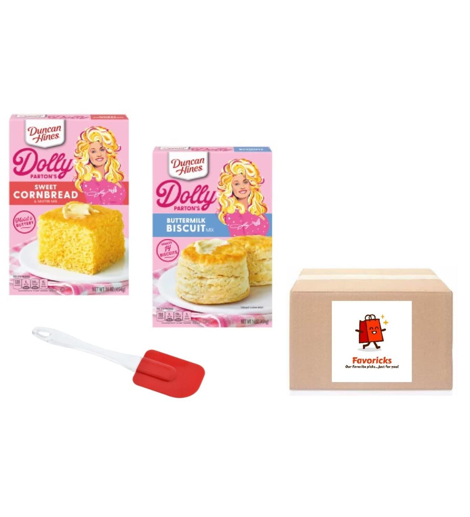 Duncan Hines Dolly Parton Buttermilk Biscuit and Sweet Cornbread Mix with Silicone Spatula Set by Favoricks - Buy Online on GoSupps.com
