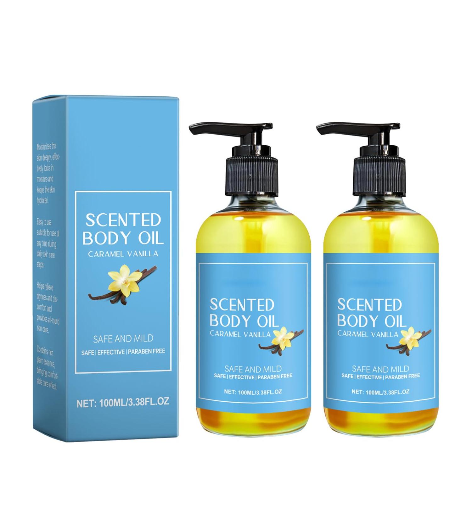  NicVey Caramel and Vanilla Body Oil - Caramel-flavored massage oil for women and men - Vanilla and caramel body lotion - Moisturizes - Scented body care oil (2 - Buy Online on GoSupps.com