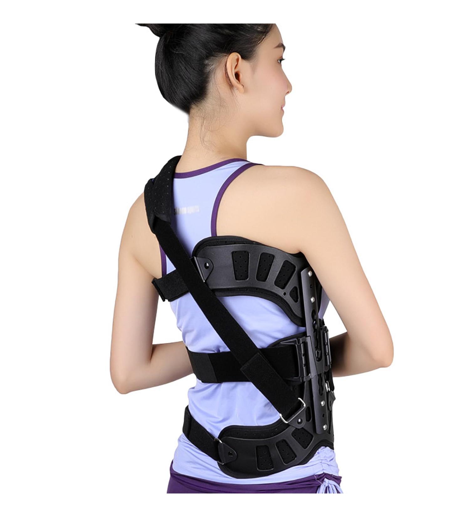 Spinal Back Orthosis Adjustable Scoliosis Corrector with Soft Shoulder Pads 3-point Mechanics Principle Structure and Relieve Pressure Adjustable 4 Levels Heighta and Position for Hunchback - Buy Online on GoSupps.com