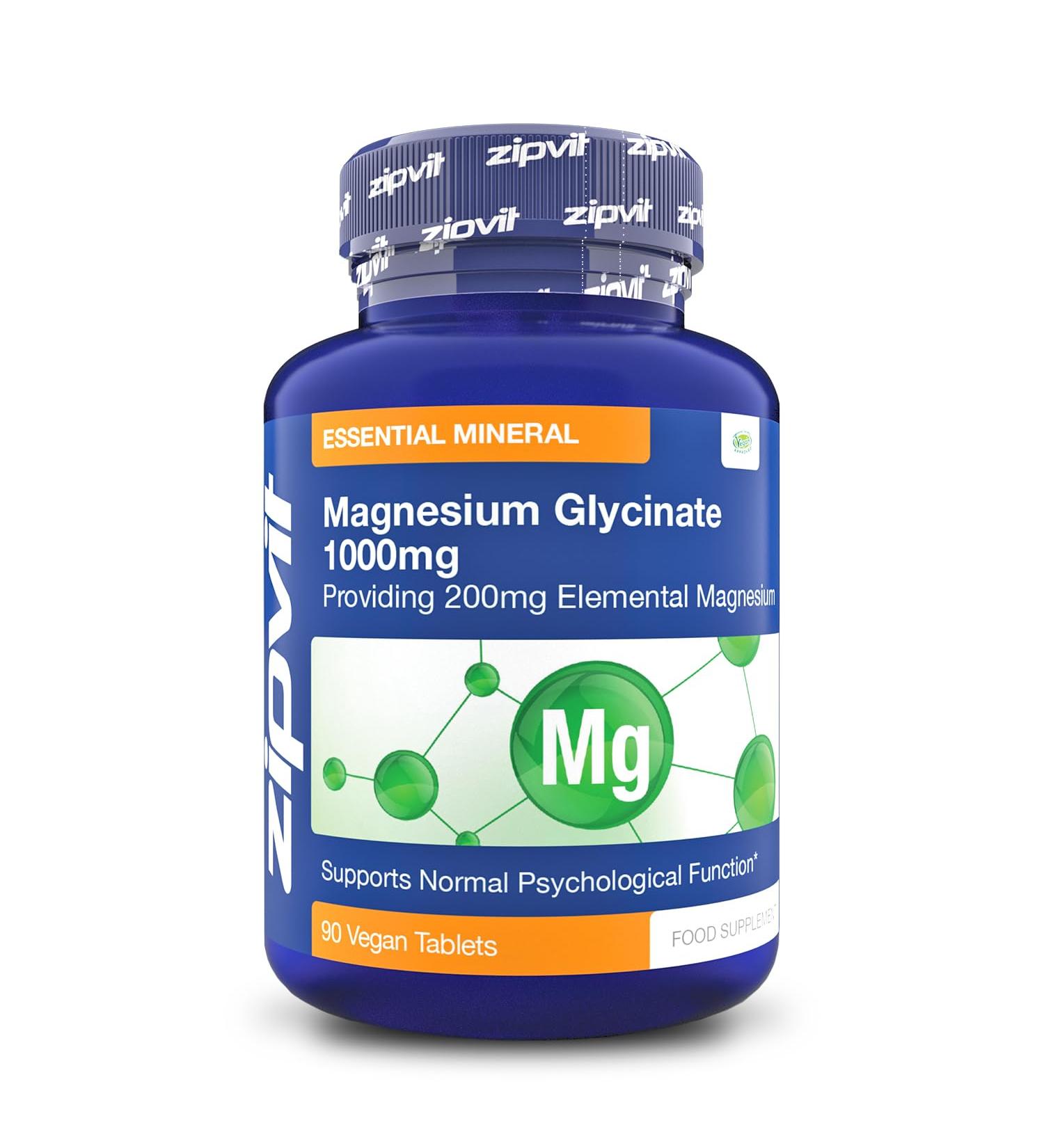 High Strength Magnesium Glycinate 1000mg - 90 Vegan Tablets for Sleep, Bone & Muscle Function - Vegan Supplement - Buy Online on GoSupps.com