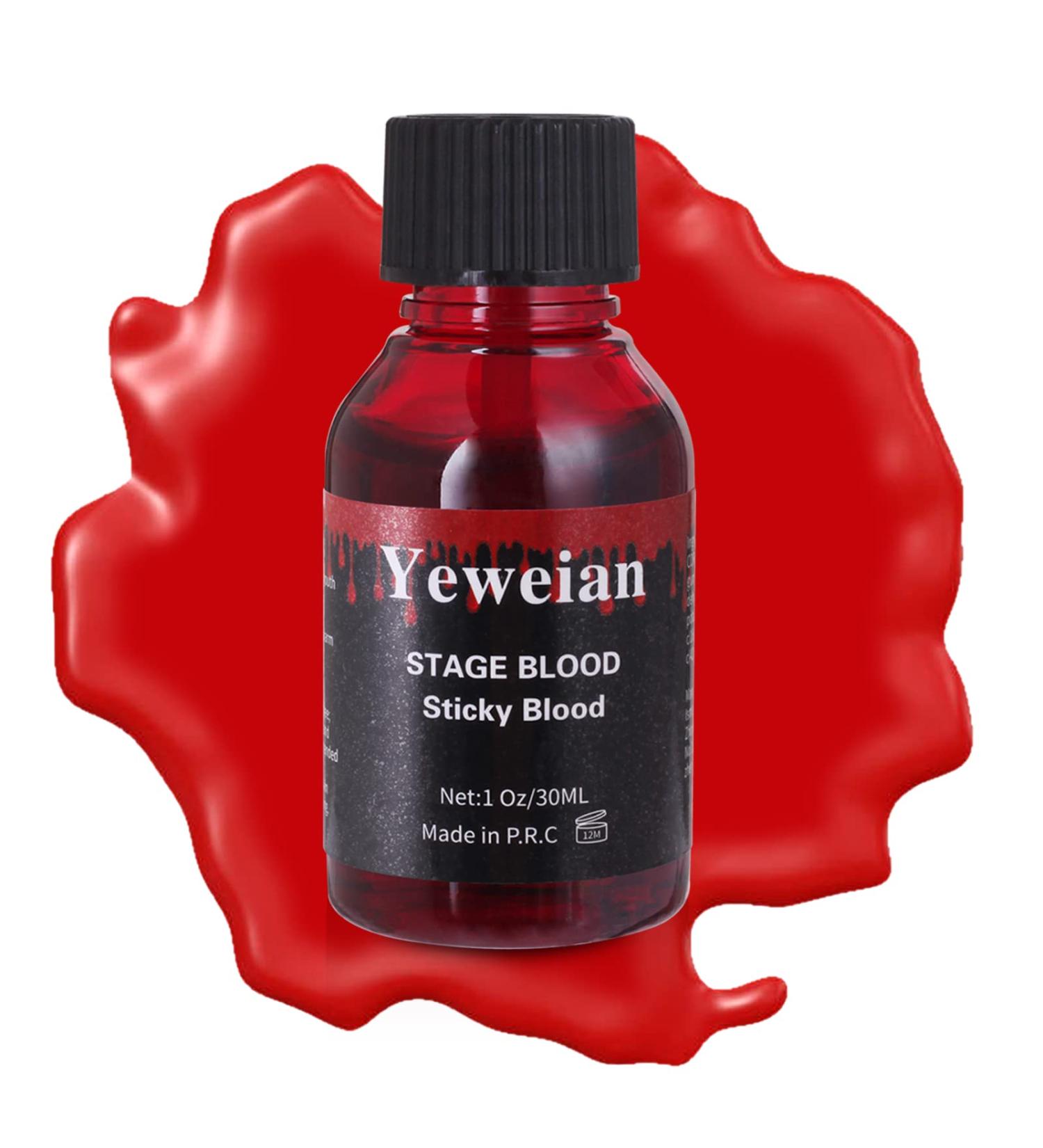Yeweian Edible Fake Blood (1.06 oz) - Sticky & Washable SFX Makeup for Halloween Costume, Zombie, Vampire, Monster - Bright Color - Buy Online on GoSupps.com