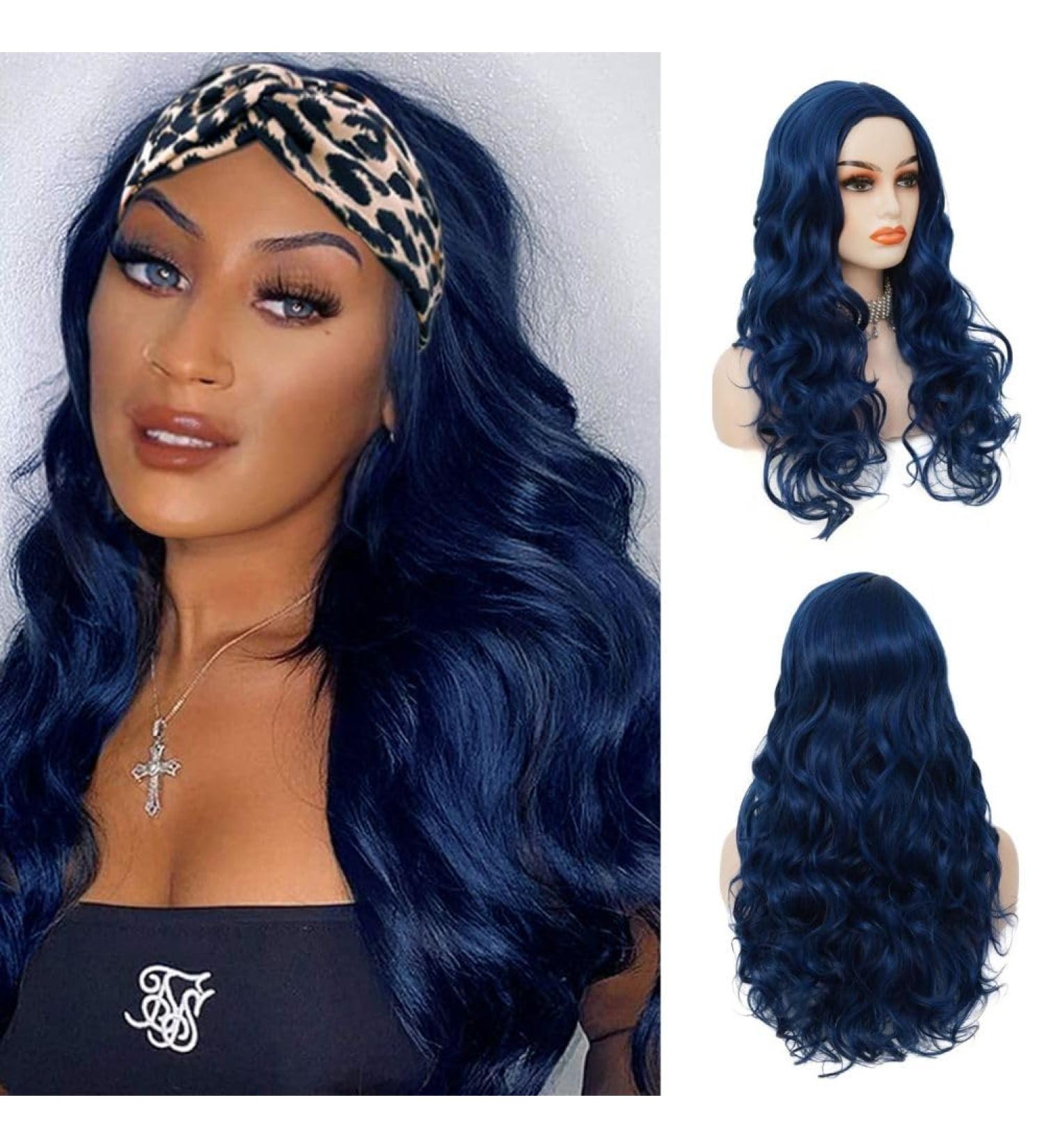 Shop Blue Long Wavy Wigs for Women | Synthetic Curly Heat Resistant Costume Wigs for Halloween Parties - Buy Online on GoSupps.com