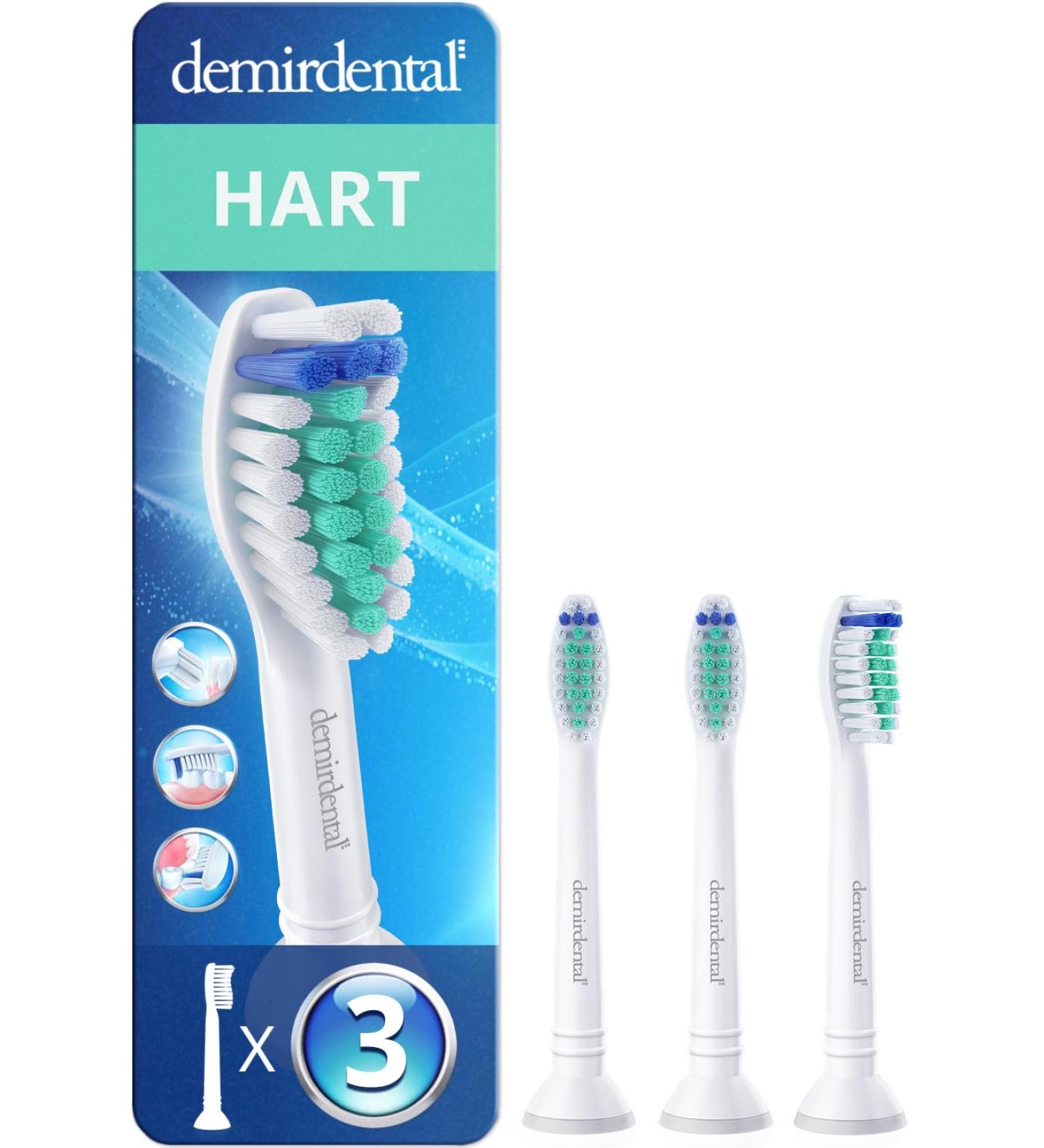 Pack of 3 Demirdental Hard Attachments for Philips Sonicare - Intensive Cleaning Replacement Brushes HX7033 HX7034 - Buy Online on GoSupps.com