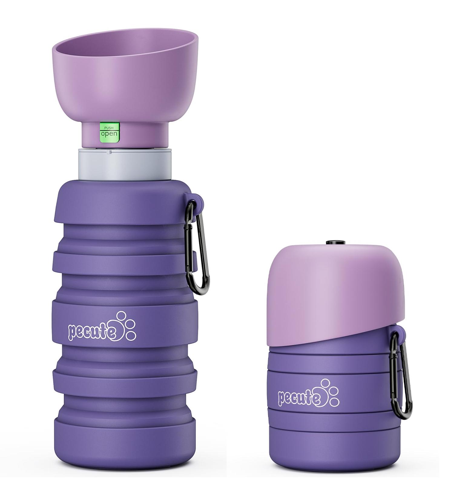 Pecute Dog Water Bottle - Foldable 850ml Non-Toxic Pet Drinking Bottle for Outdoor Adventures | Safe & Portable Dog Hydration in Purple XL - Buy Online on GoSupps.com