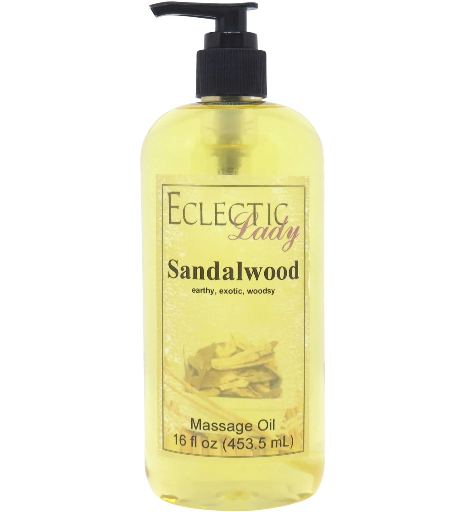 Sandalwood Massage Oil 16 oz - Aromatherapy Blend with Sweet Almond & Jojoba Oil Preservative Free Relaxation - Buy Online on GoSupps.com