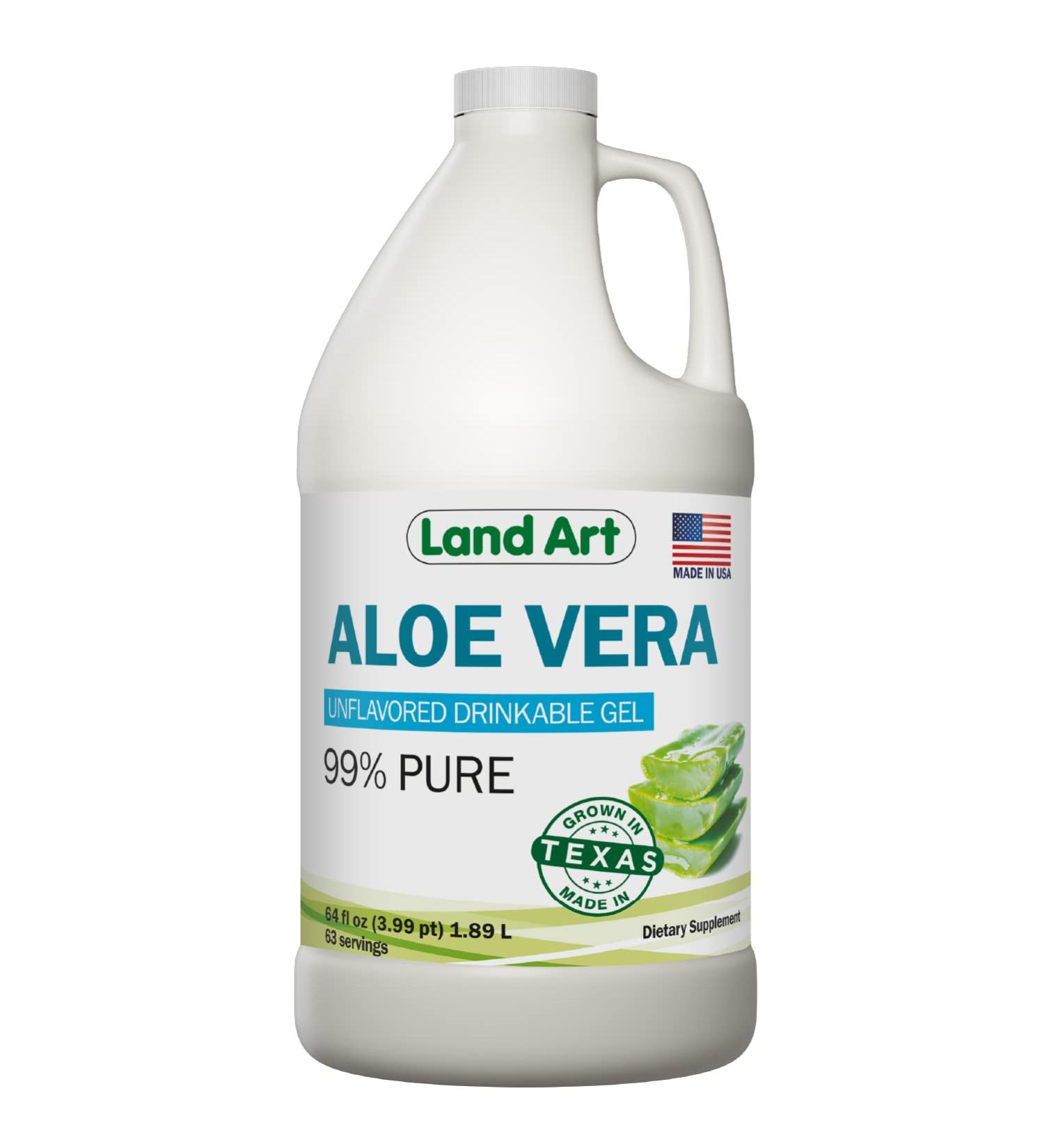 Land Art Organic Aloe Vera Gel - Unflavored | 64 fl oz - Cold-Processed Inner Fillet from Texas | Heartburn Relief | Acid Reflux Formula - Buy Online on GoSupps.com