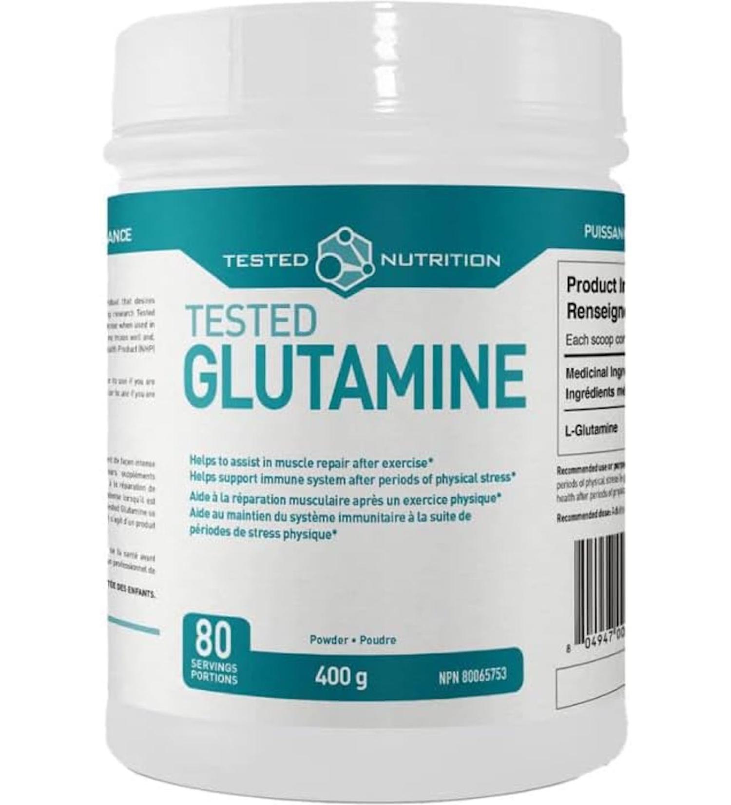 Tested Nutrition Tested Glutamine | 5 Grams L-Glutamine Powder for Post Workout Recovery Immunity & Gut Health | Vegan Friendly | Unflavoured 80 Servings (400 g) - Buy Online on GoSupps.com