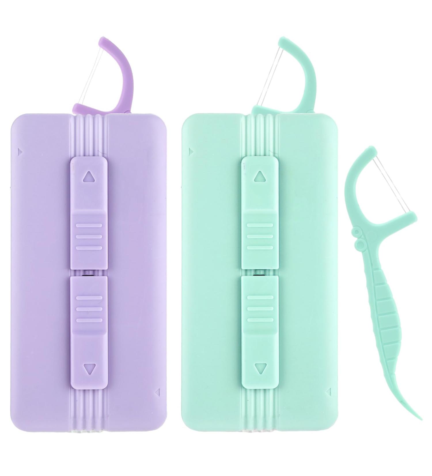 WLSHYF Sustainable Dental Pick Organizer | Automatic Dental Floss Dispenser with 10 Floss Picks | Eco-Friendly Tooth Care Solution for Adults (Purple & Green) - Buy Online on GoSupps.com