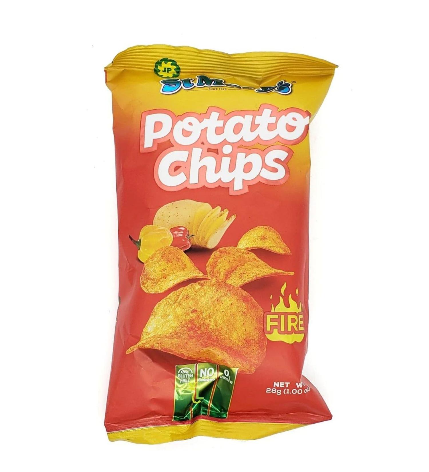 St Marys Potato Chips Fire Scotch Bonnet 28g box of 48-Fd