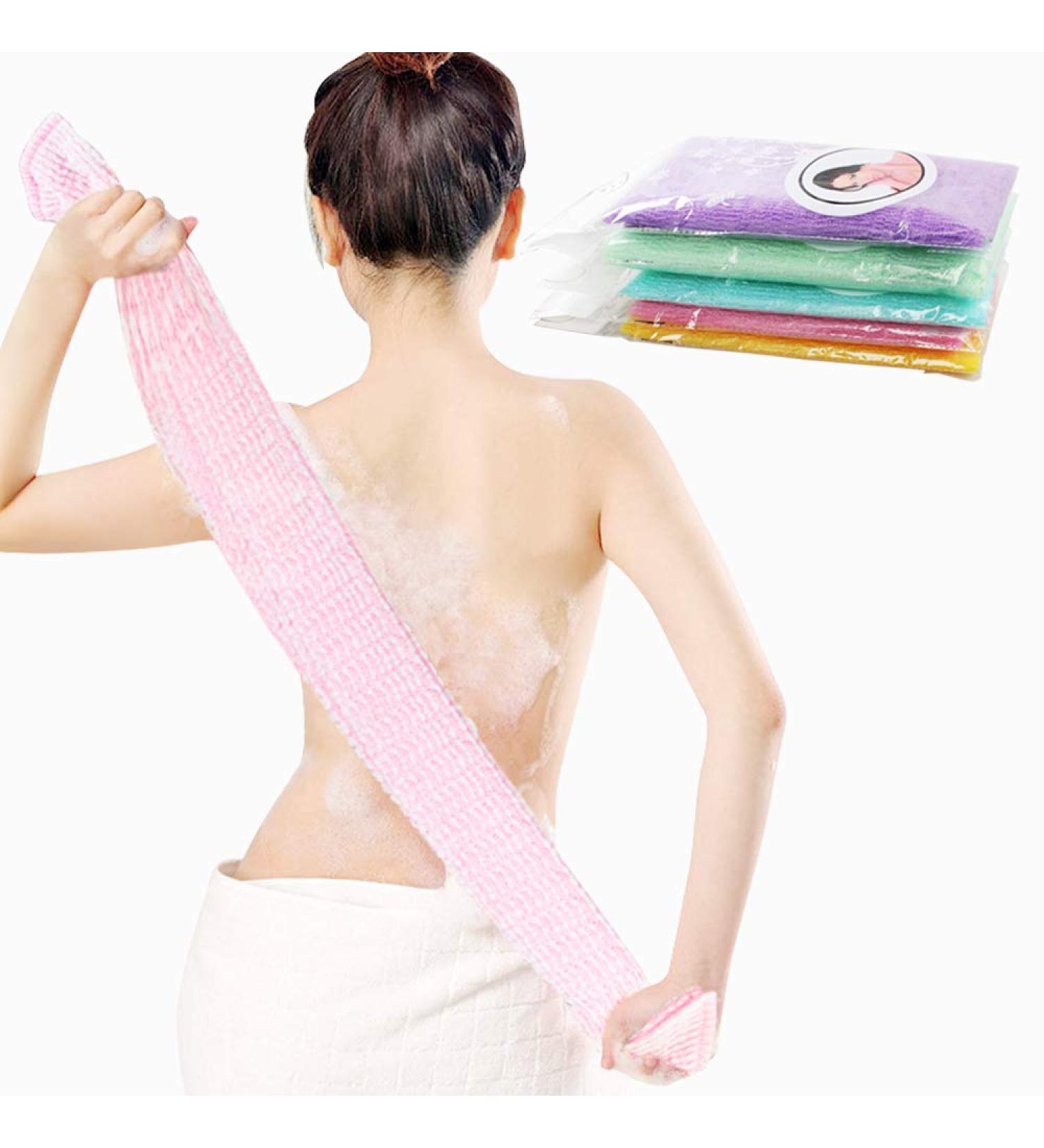 5 Piece Exfoliating Bath Towels Set | Long Nylon Scrubber & Body Washcloth for Deep Cleansing - Perfect for Spa & Home Use - Buy Online on GoSupps.com