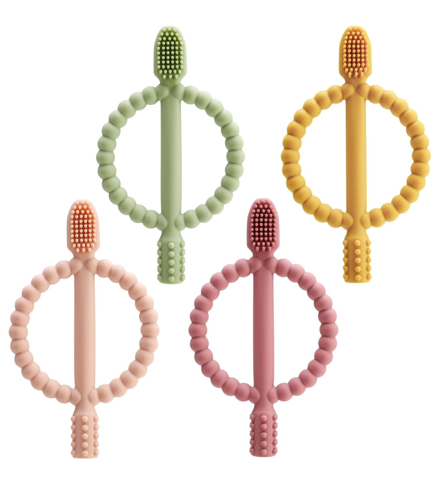 Utensilsto 4-Piece Baby Bite Ring Set | Dental Aid & Teething Toys for Infants 3 Months+ | Safe & Fun Chewing Toys for Boys & Girls - Buy Online on GoSupps.com