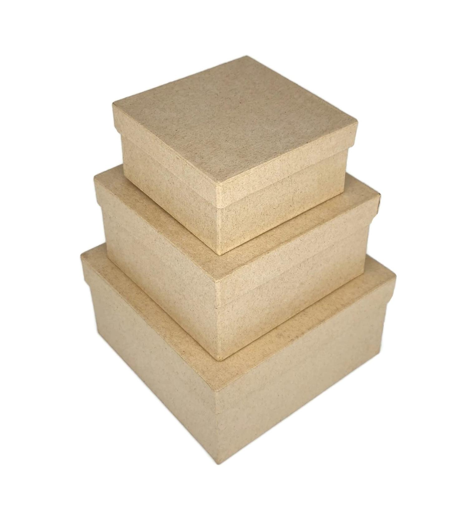Square Paper Mache Nesting Boxes - Set of 3 for Crafting, Gifts, and Storage - Buy Online on GoSupps.com