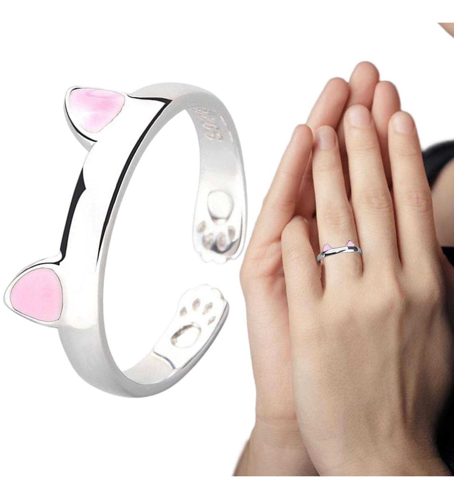 Anoximt Cat Ring for Women | Stylish Cat Ears Fashion Jewelry | Perfect Gift for Weddings Valentine's Day & Special Occasions - Buy Online on GoSupps.com