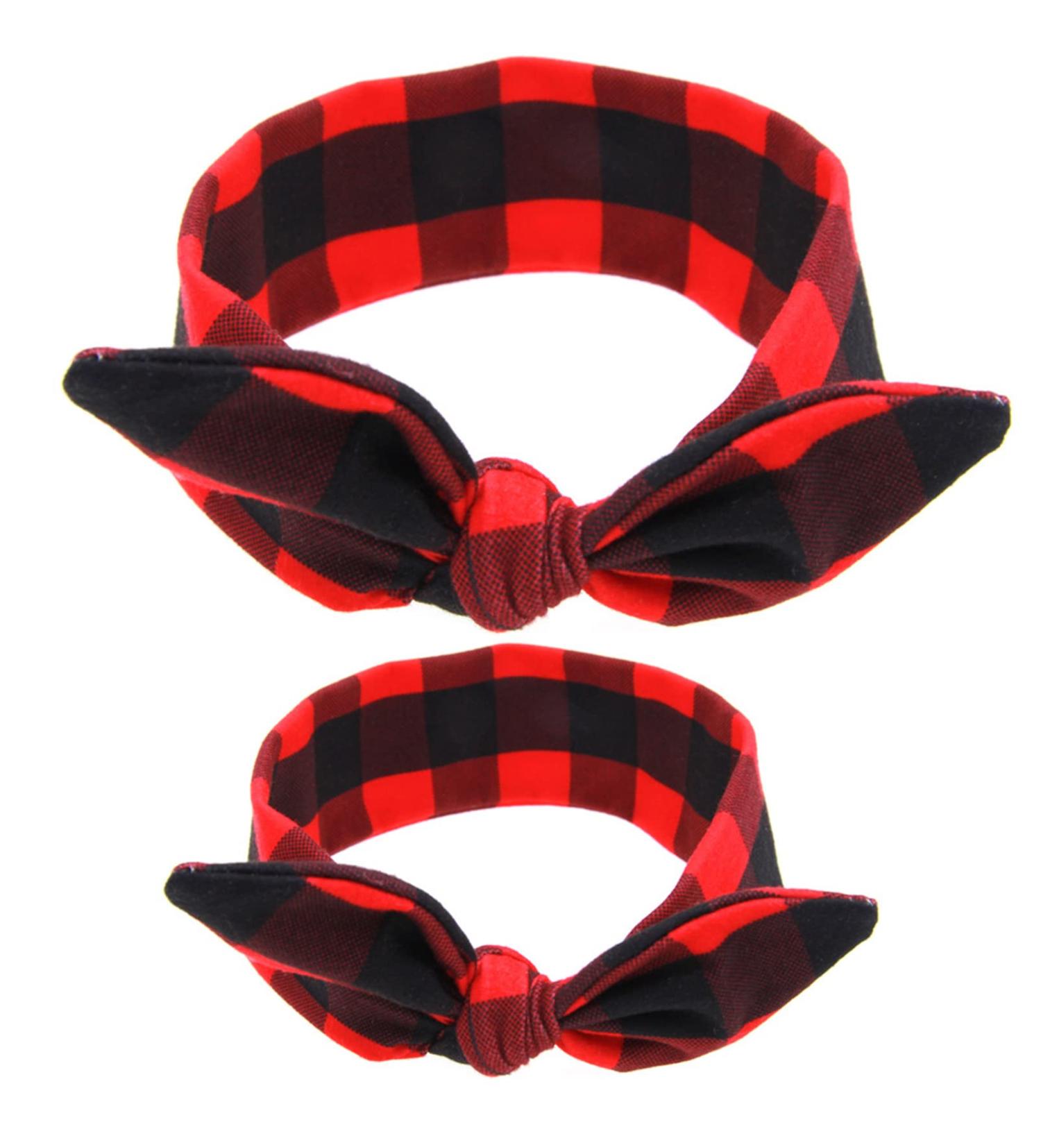 Mom and Baby Headbands Infant Polka Dots Hair Accessories Mother Daughter Matching Headwear Adjustable Knot Headwrap Tie (Plaid) Christmas Plaid - Buy Online on GoSupps.com