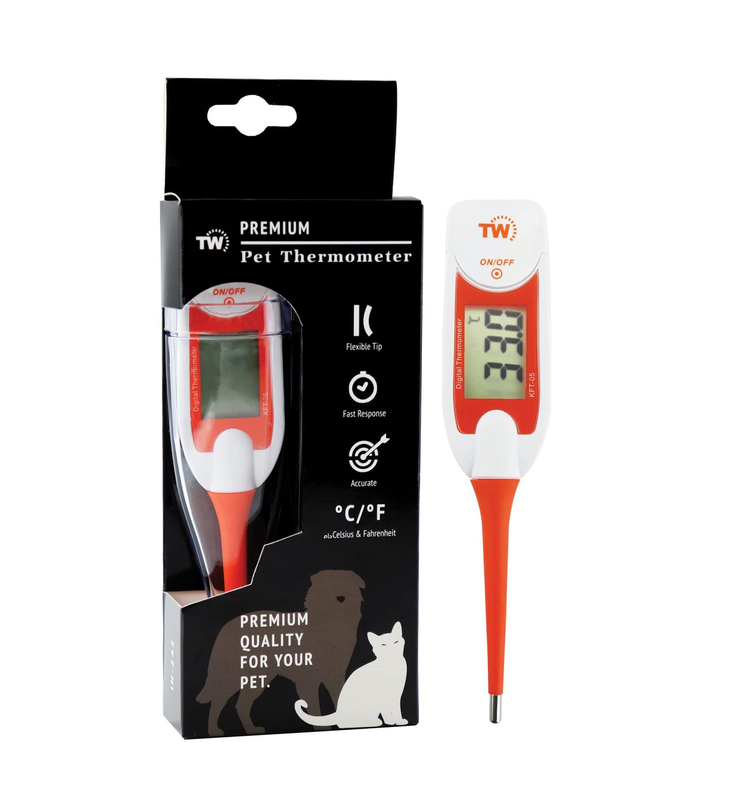 Premium Pet Thermometer For Animal Owners of Dogs Cats Horses Flexible Digital Temperature Probe Includes Vets Veterinary Hobdays Chart - Ideal for Pet First Aid Kit - Buy Online on GoSupps.com
