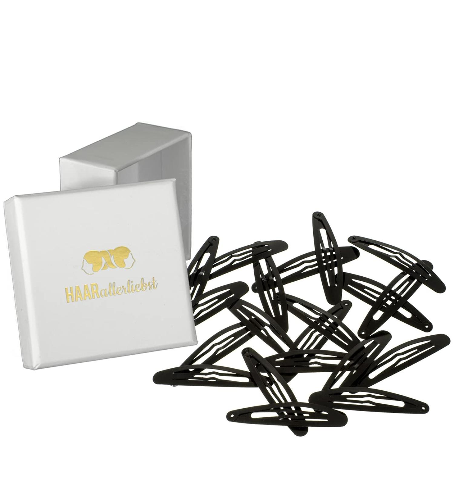 HAARallerliebst Oval Hair Clips - 20 Piece Set | Black | 6 cm | Includes White Storage Box - International Shipping Available - Buy Online on GoSupps.com