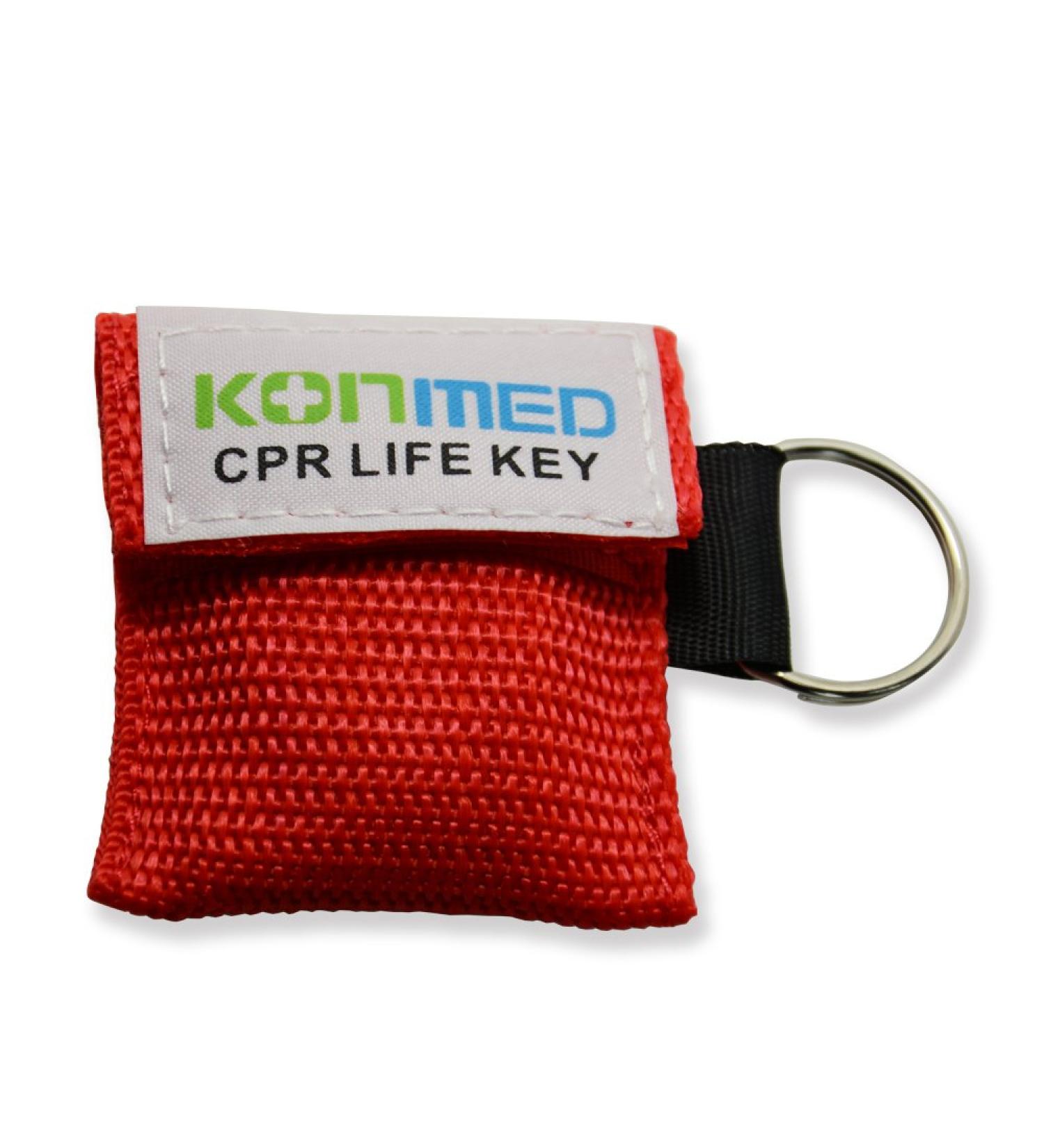 KONMED 20pcs/pack CPR Face Shield CPR Mask First Aid Keychain Keyring (red)