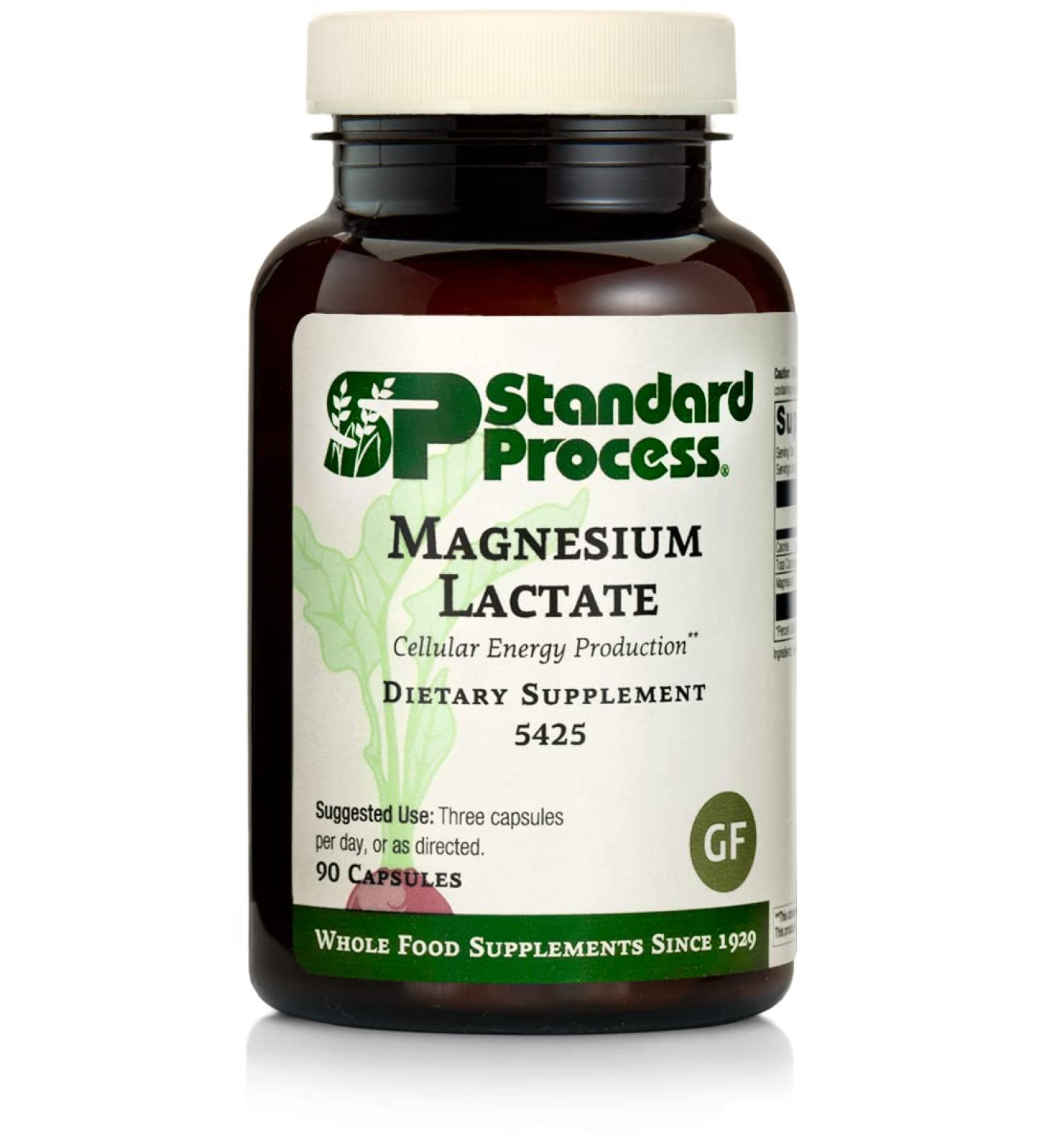 Standard Process Magnesium Lactate - Whole Food Energy Support - 90 Capsules | Bone, Muscle Health | Gluten Free - Buy Online on GoSupps.com