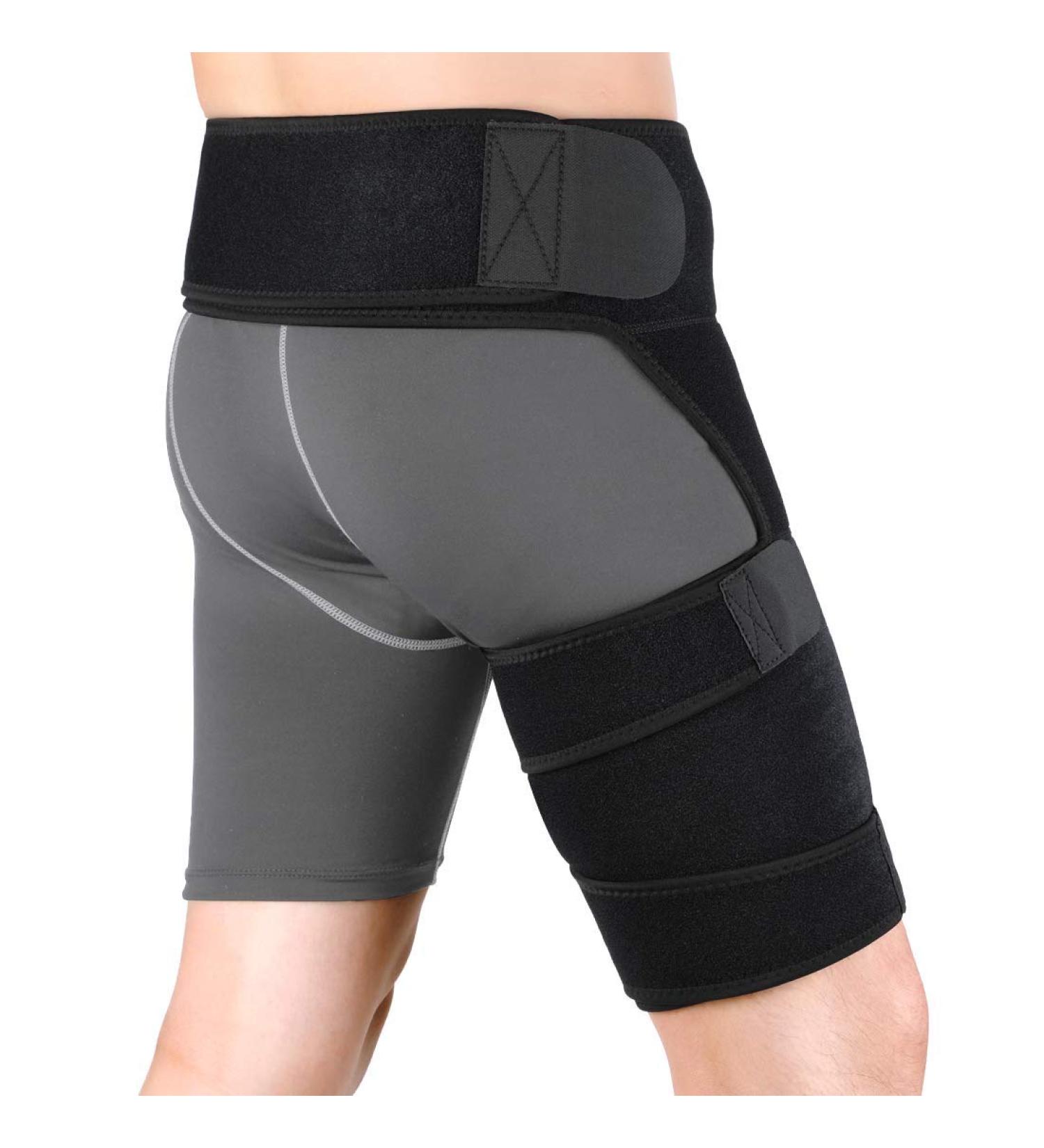 Adjustable Thigh Bandage & Compression Support | Neoprene Hip Belt for Knee Tendon Sciatic Pain Relief - Unisex - Buy Online on GoSupps.com