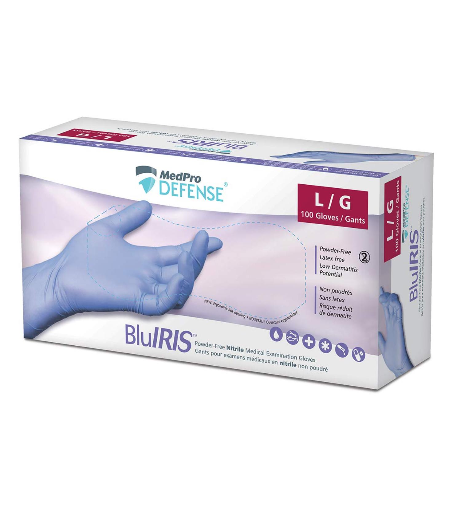 MedPro Defense Bluiris Powder-free Nitrile Medical Examination Gloves Large 1 Count