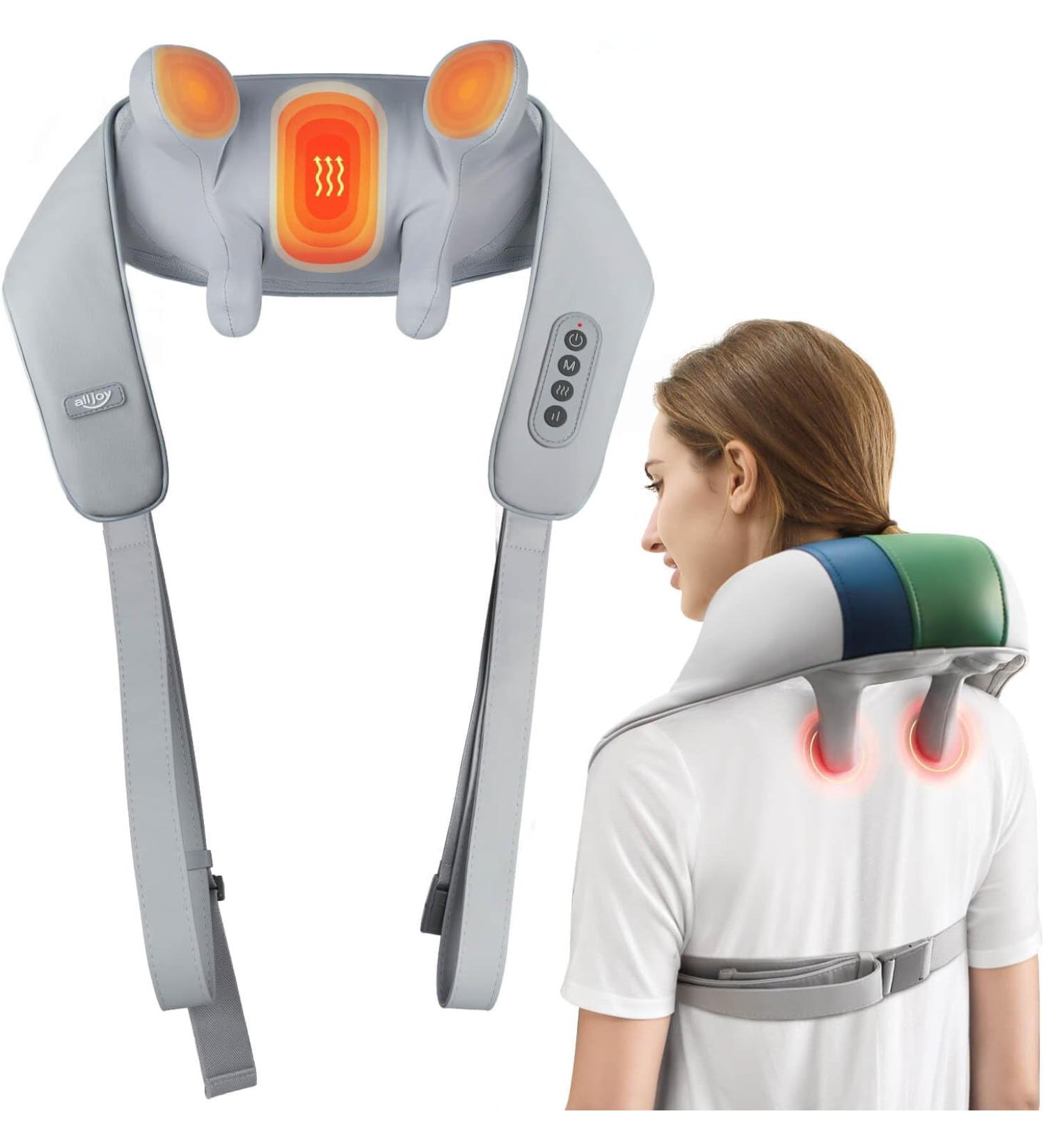 AllJOy Wireless Neck Massage Device with Warmth - 4D Shiatsu Massager for Neck Back Shoulder & Leg Pain Relief - Perfect Gift for Men & Women - Buy Online on GoSupps.com