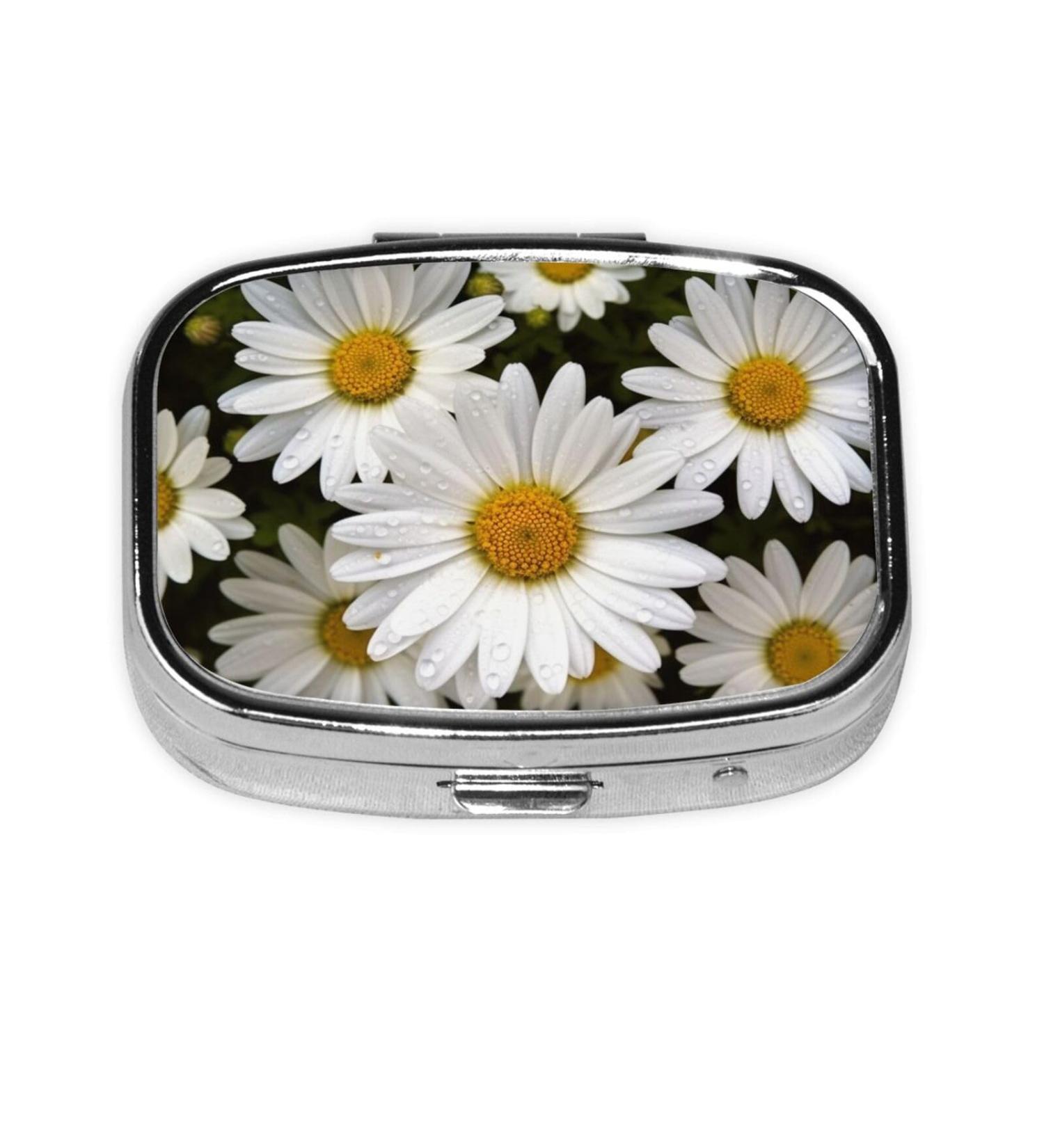 Shop Daisy Flower Printed Square Pill Box - Portable Medicine Organizer for Travel | Convenient & Stylish - Buy Online on GoSupps.com