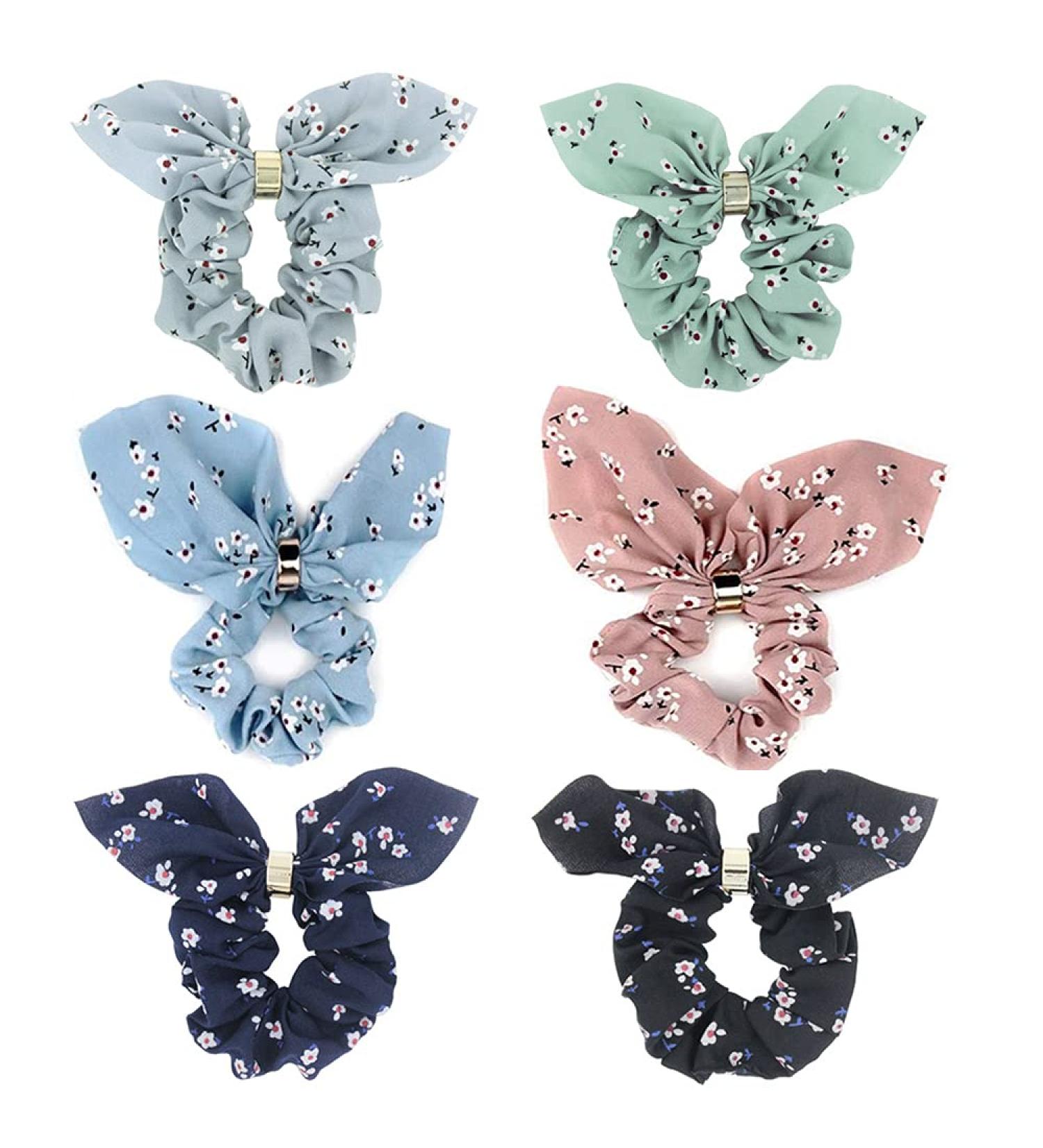 6-Piece Chiffon Ponytail Set | Satin Elastic Hair Ties & Bowknot Scrunchies for Women Girls & Children - International Shipping Available - Buy Online on GoSupps.com
