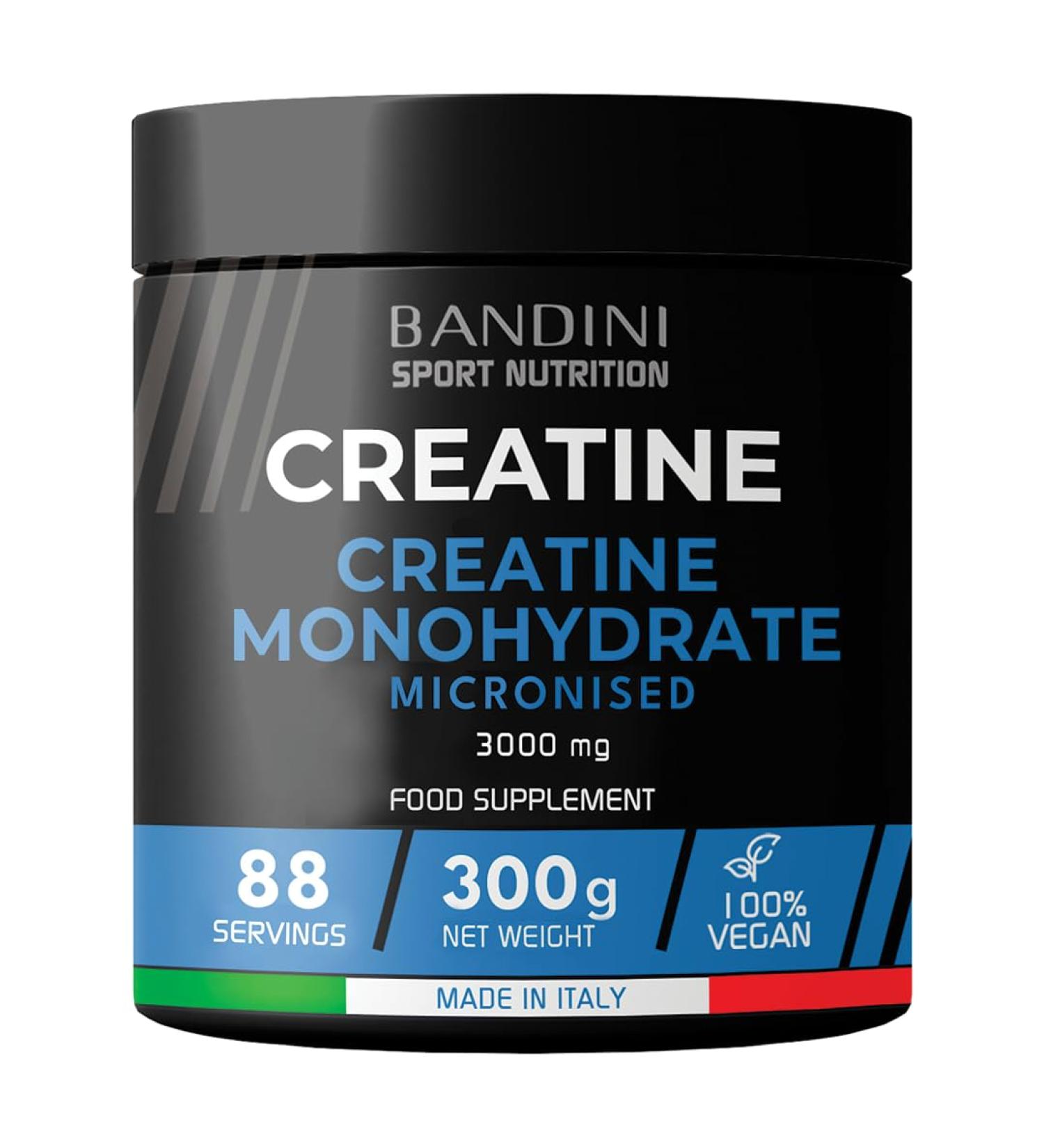 Bandini Creatine Monohydrate Powder Pure 300g | Micronised for Easy Mixing | Improve Workout Performance & Recovery | Muscle Power & Strength | No GMO - Buy Online on GoSupps.com