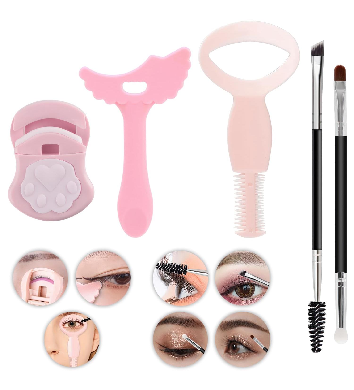 Eyelash Eyeliner Tool Set of 5 Pc 1Cute Cat Paw Eyelash Curlers Eyelashes Curling Clip False Eyelashes 2 Reusable Silicone Eyeliner Aid Mascara Shield 1Eyeshadow Brush 1Concealer Brush Sponge - Buy Online on GoSupps.com