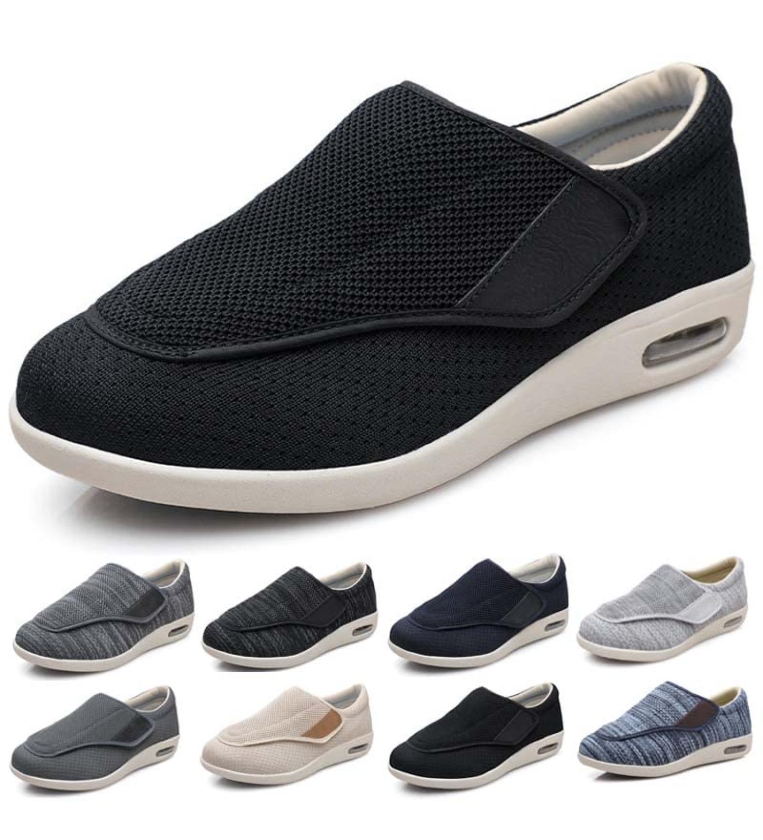Men's Diabetic Wide Width Adjustable Closure Shoes for Swollen Feet - Black - Size Men 6.5/Women 7.5 - Buy Online on GoSupps.com