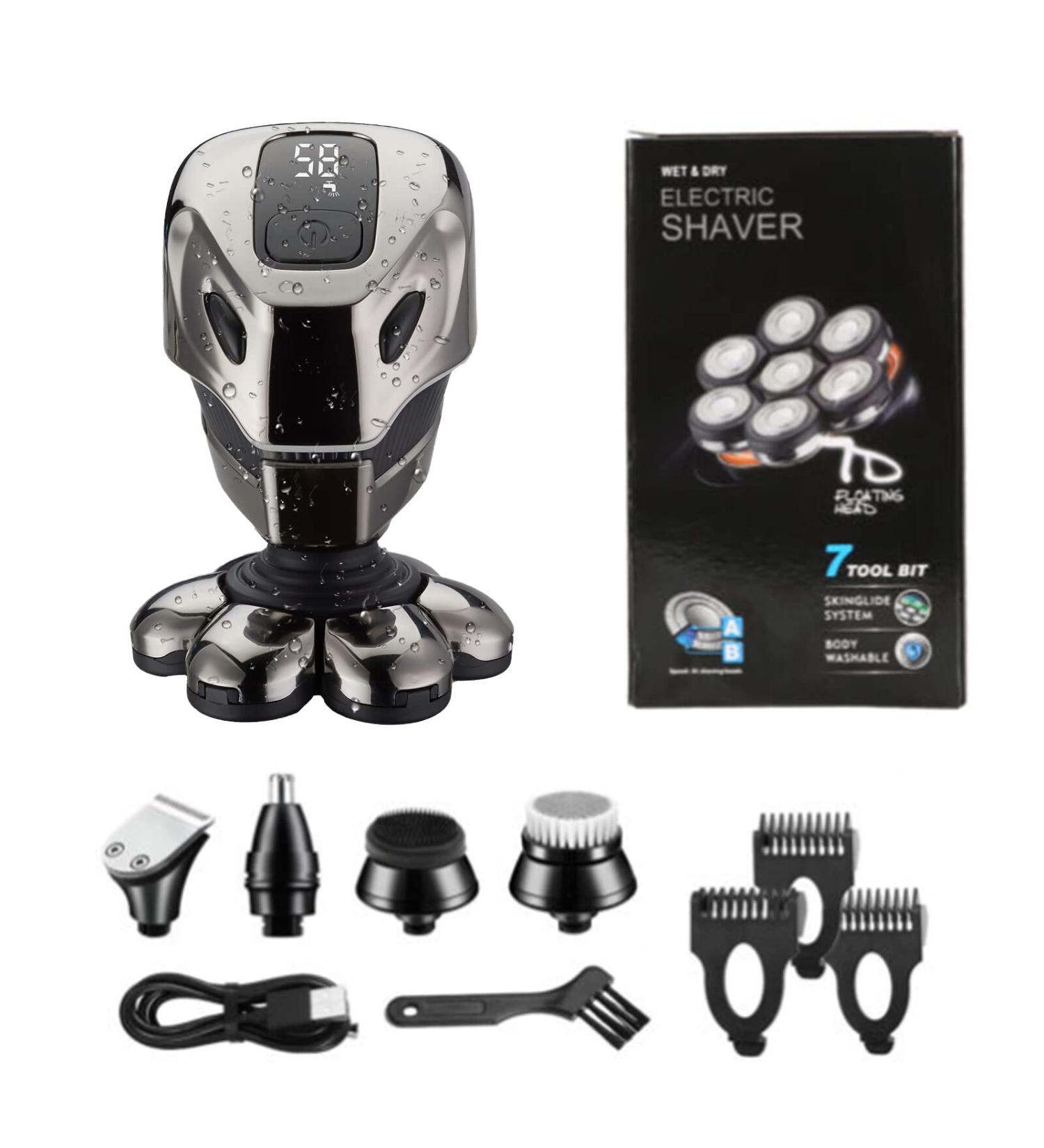 Eurobuy 5 in 1 Head Shaver Kit for Bald Men 7D Floating Electric Razor Cordless Hair Clippers Rechargeable Waterproof Bald Head Grooming Kit - Buy Online on GoSupps.com