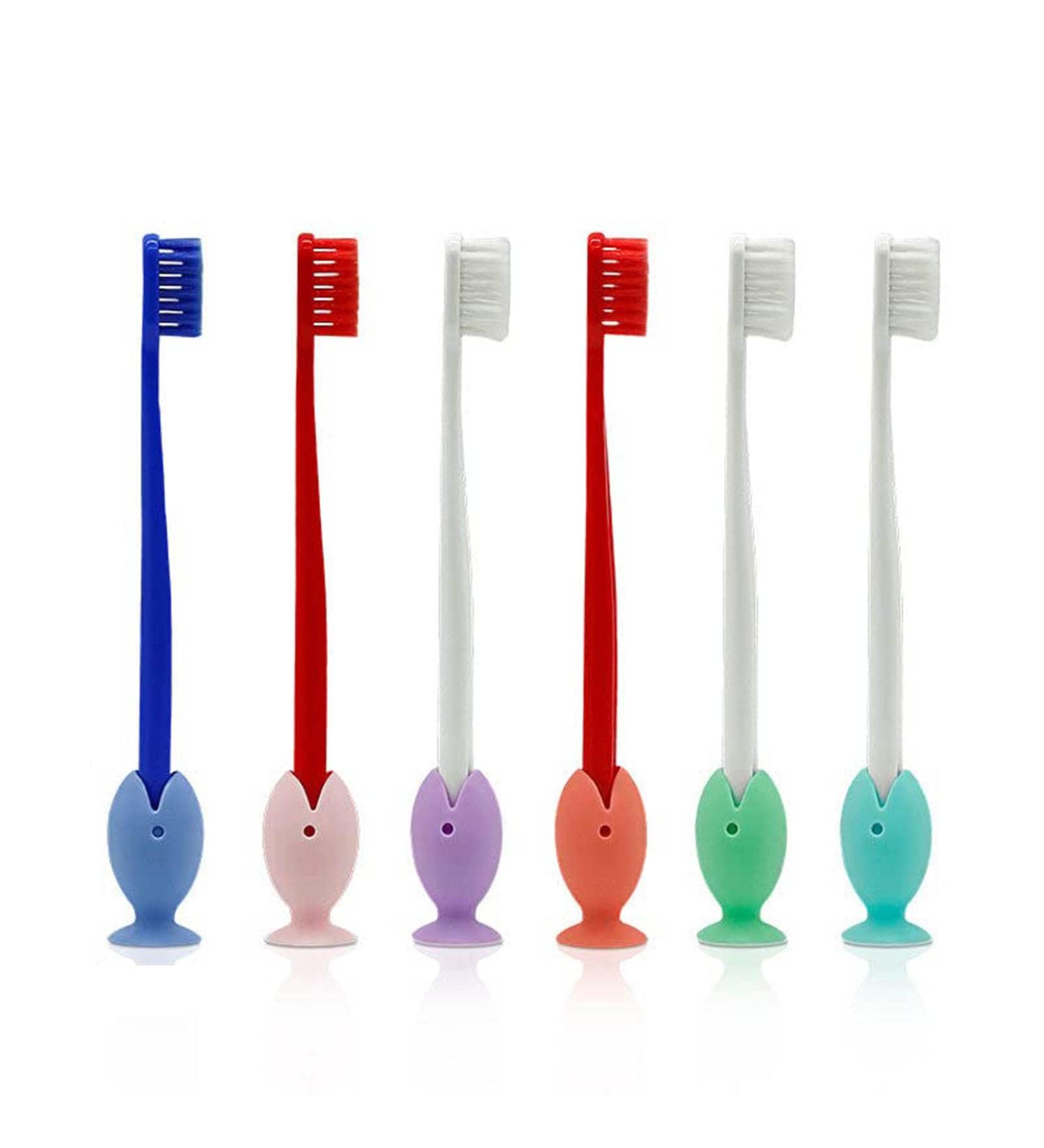 Mini Fish Toothbrush Holder - 6 Pcs Standing Toothbrush Cover Caps with Suction Cup - Buy Online on GoSupps.com