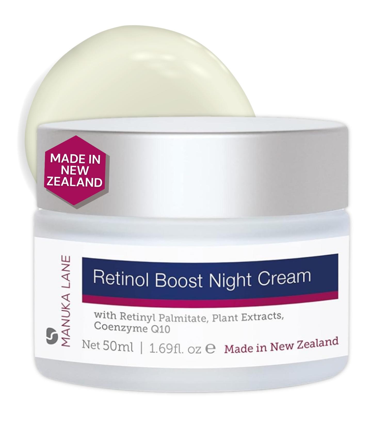 Retinol Boost Night Cream for Face & Neck | Anti-Aging Plant-Based Formula with Sweet Almond Oil & CoQ10 | 1.69 Fl Oz - Buy Online on GoSupps.com