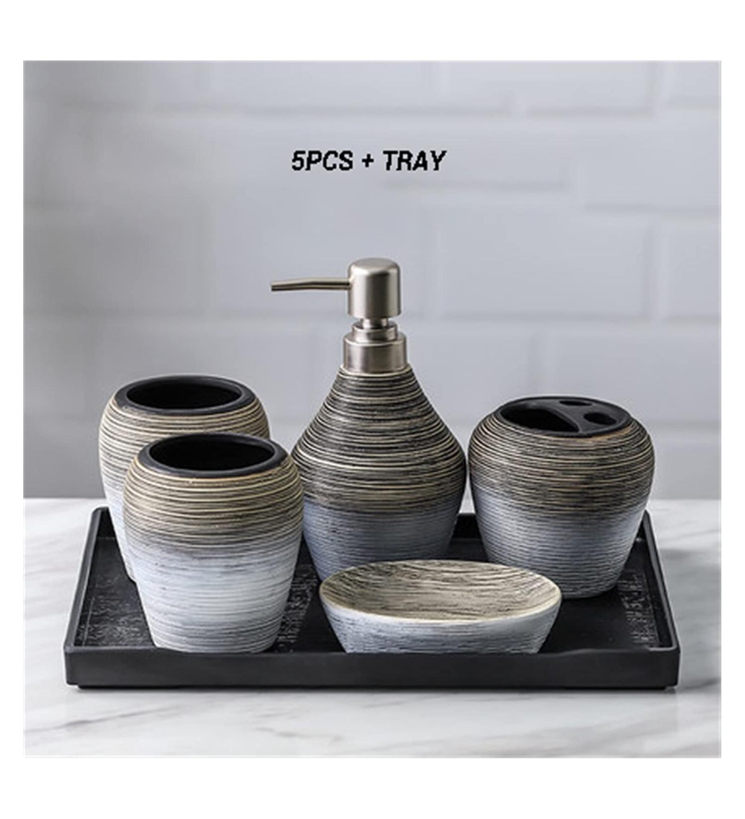 Soap Dispenser 5-Piece Set 6-Piece Set Creative Modern Soap Dispenser Set Kitchen and Bathroom Accessories for Bathroom Kitchen Home Bathroom Soap Dispenser (Color : B) (B) - Buy Online on GoSupps.com